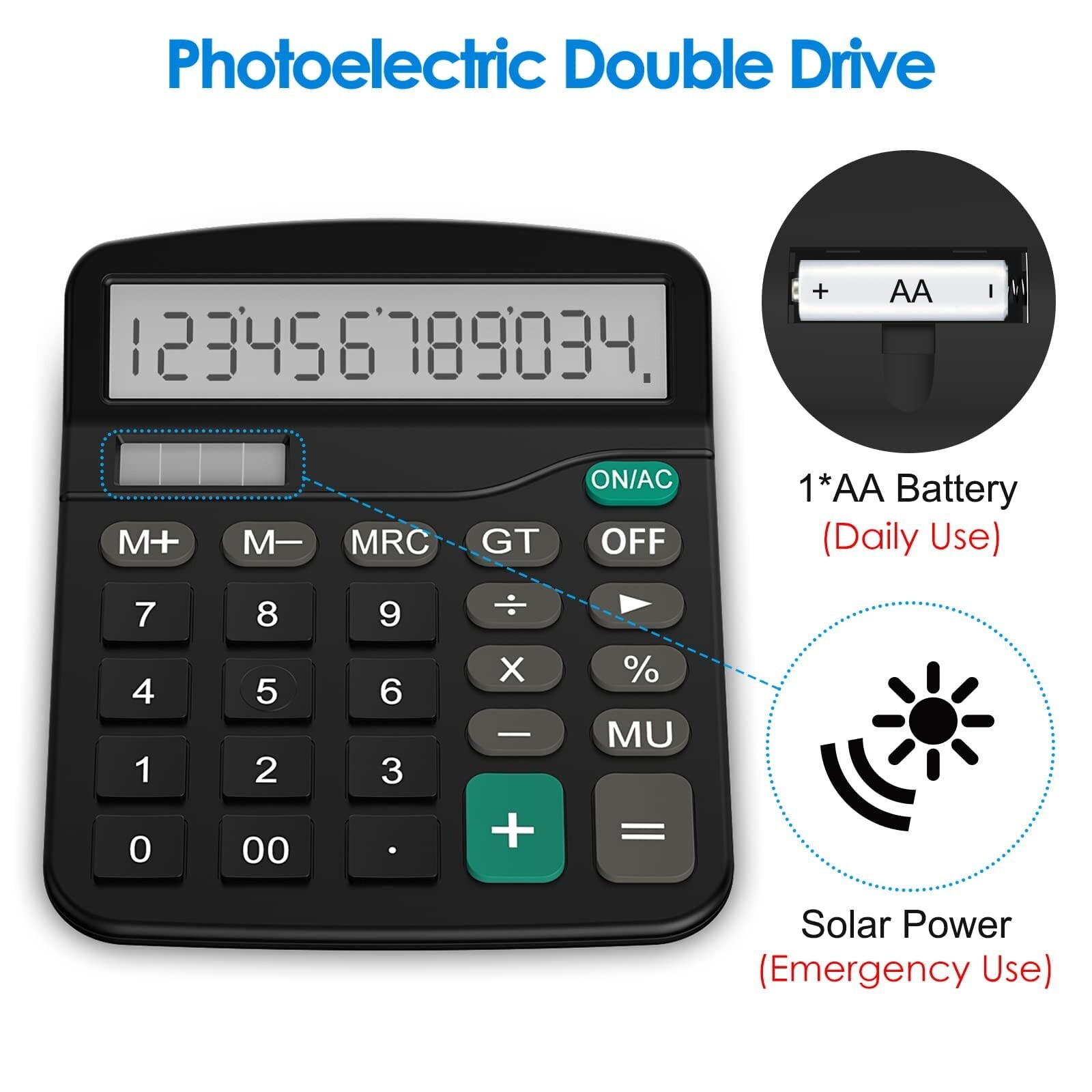 Helect Calculator, Standard Function Desktop Calculator (Black) Black