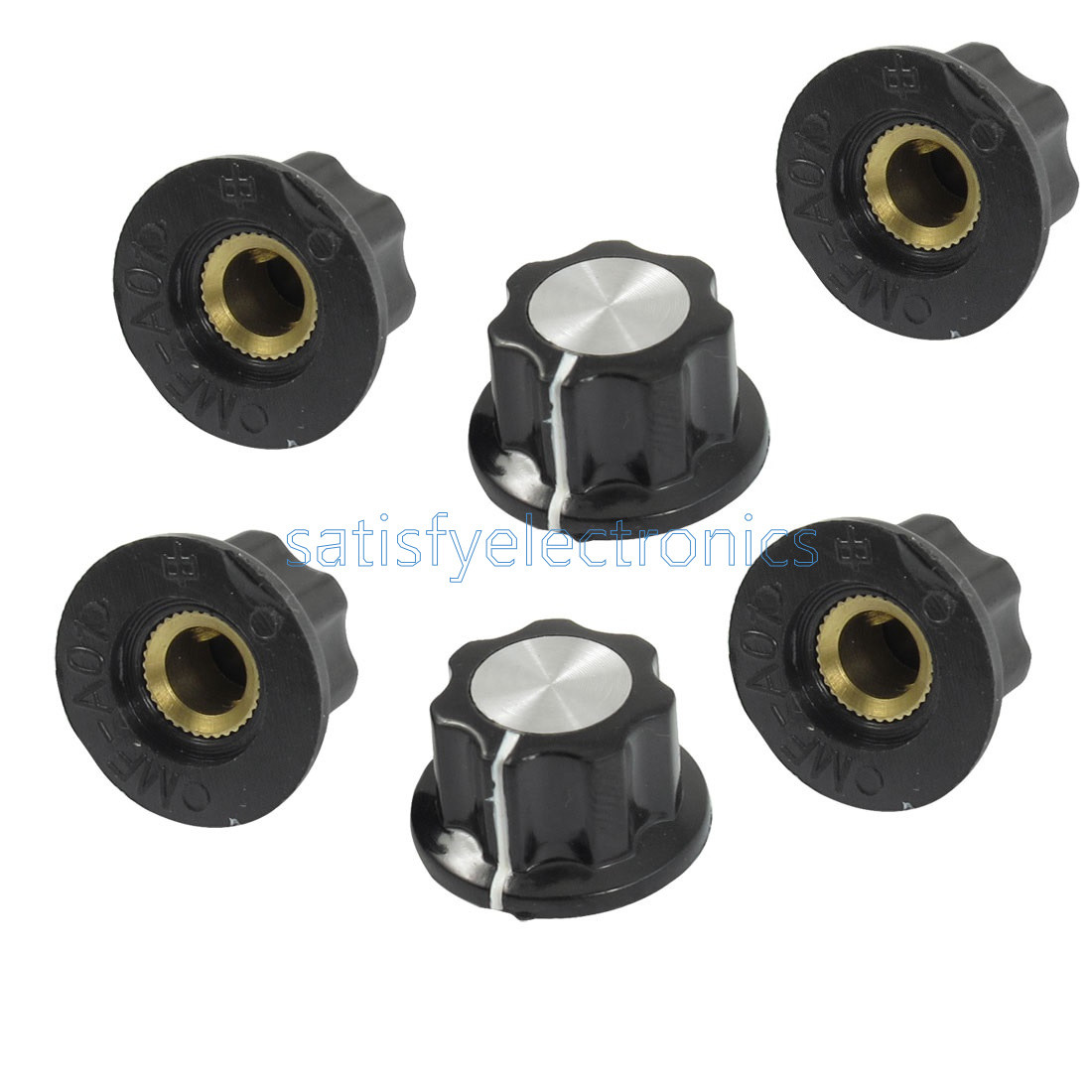 2pcs Adjustable Turn 16mm Top 6mm Shaft Insert Dia Potentiometer Rotary Knobs