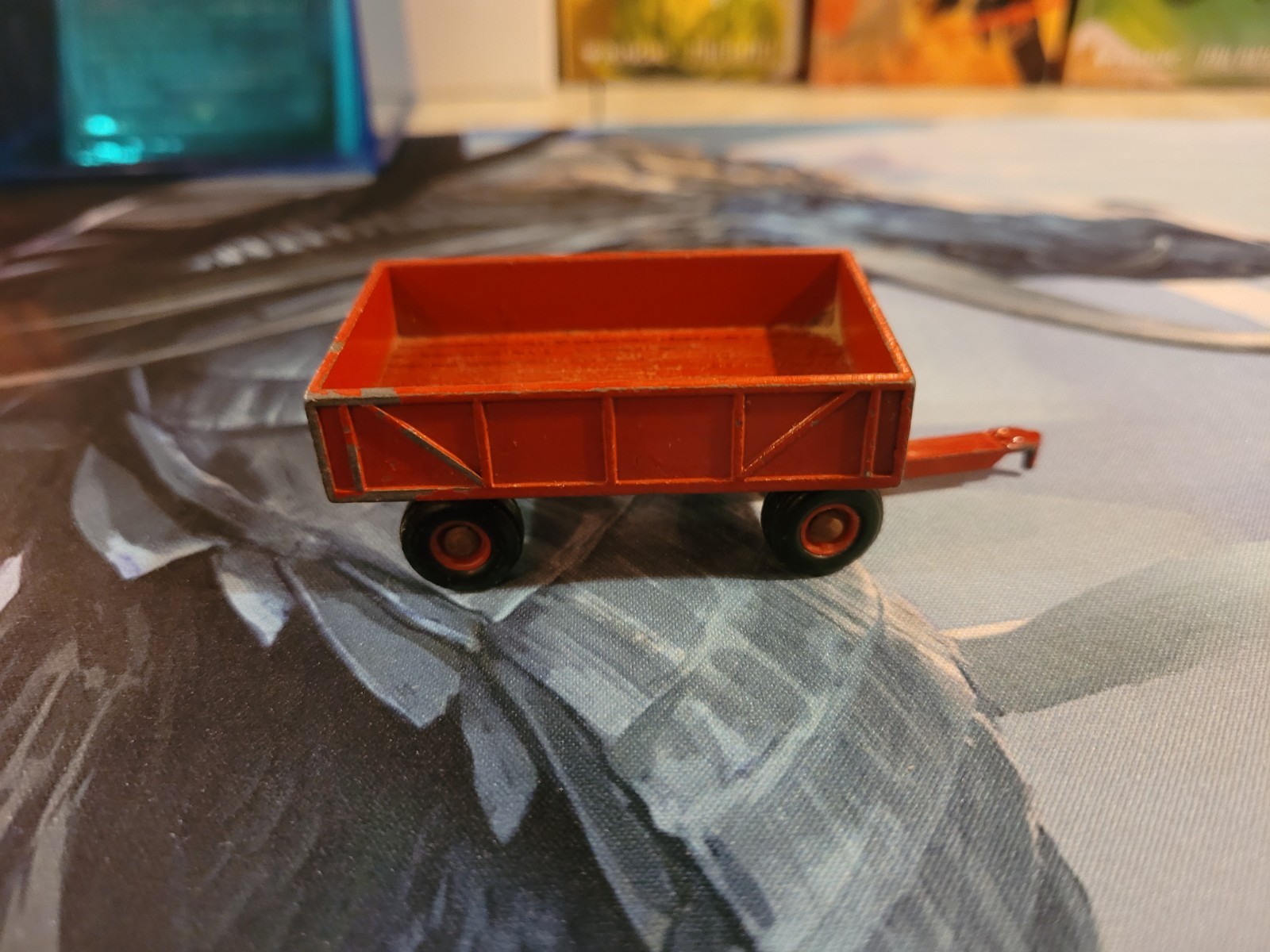 Vintage ERTL 3" Long Red Farm Wagon Trailer Barge