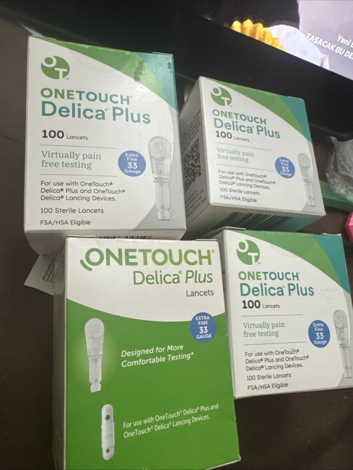 400 One Touch Delica Plus Extra Fine 33 Gauge Lancets 4 Boxes of 100 Exp 11/2028