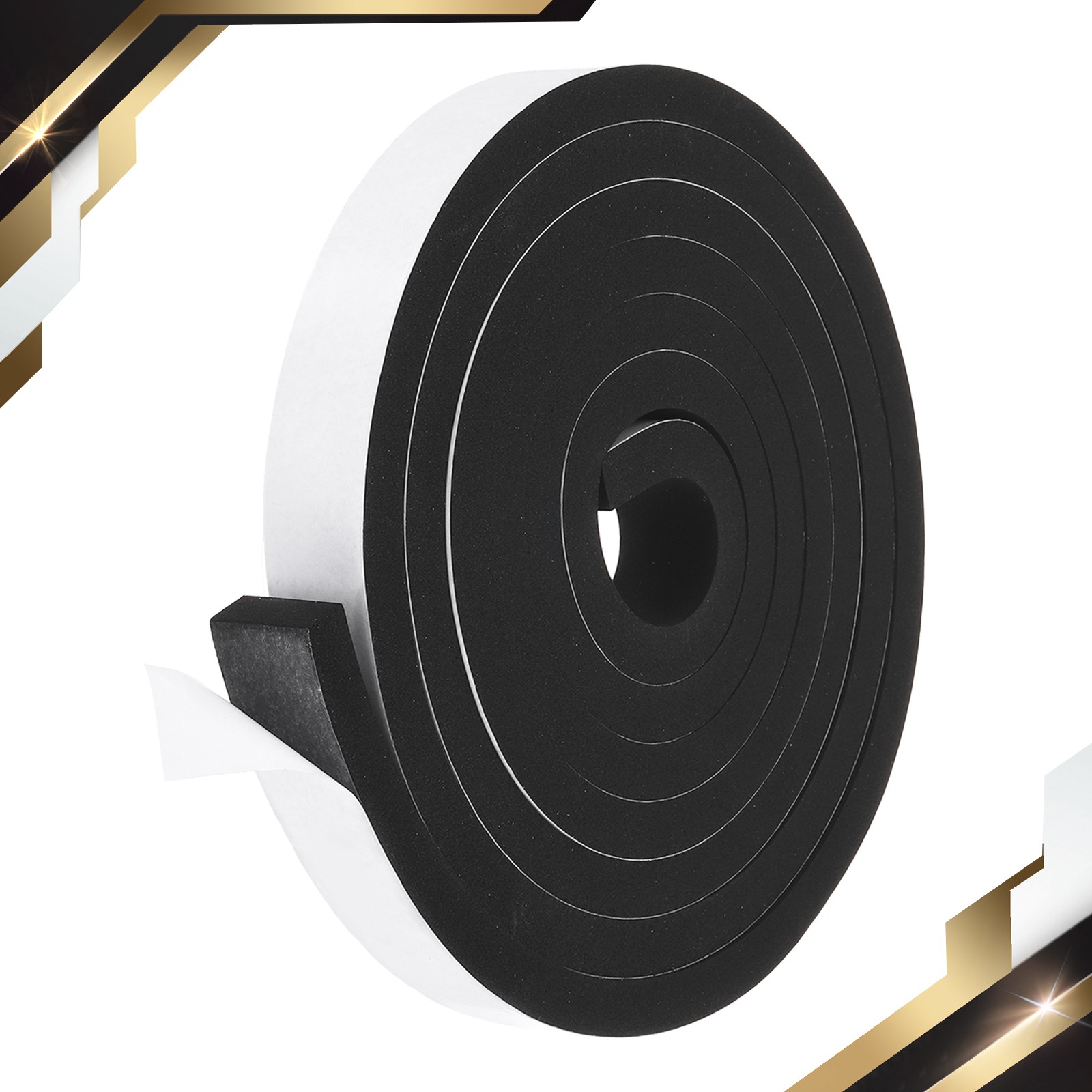 Weather Stripping Door Seal 1"x1/2"x10 Ft Self Adhesive Black