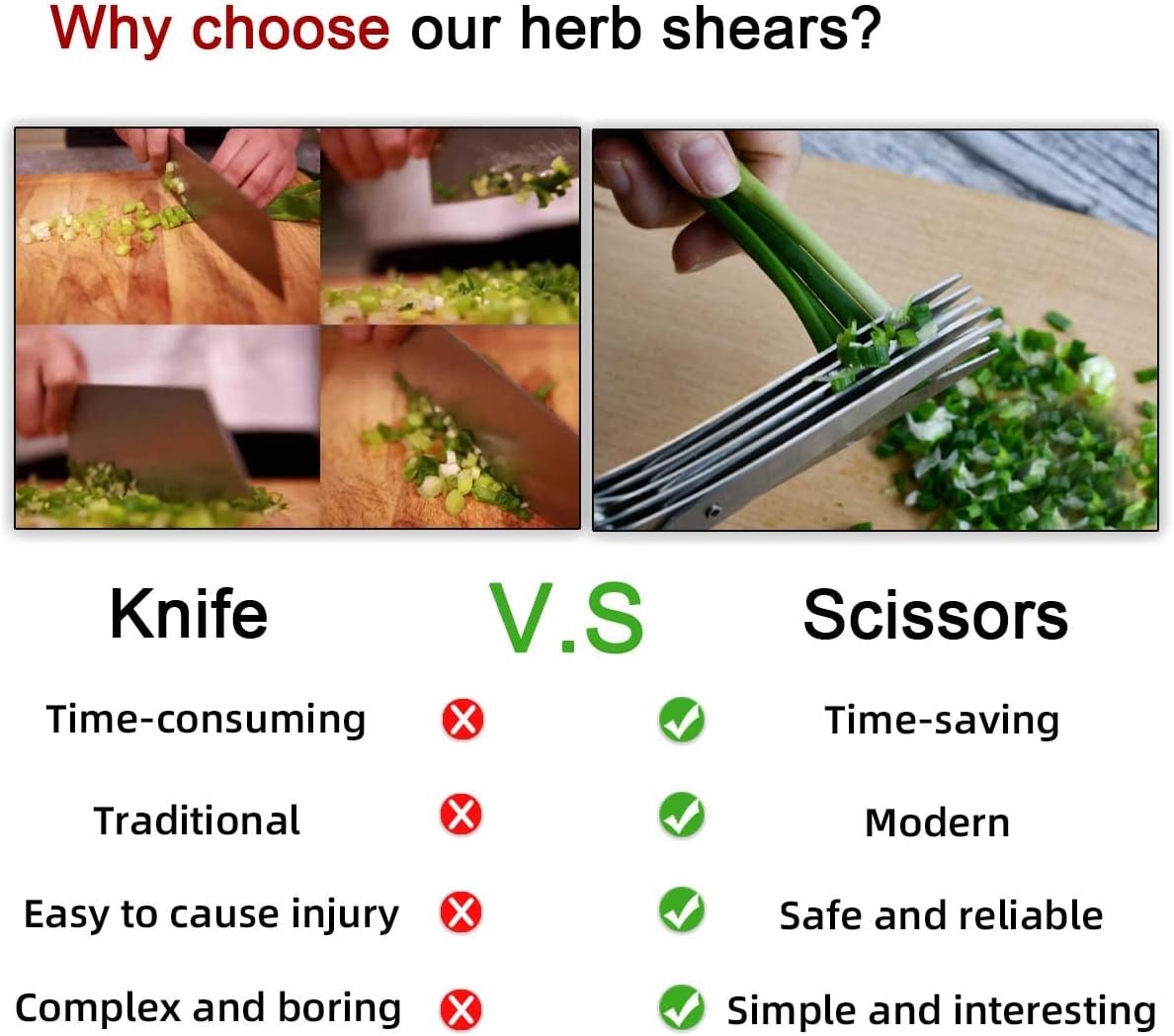 5 Blade Herb Scissors Kitchen Herb Shears Cutter Multipurpose Cutting Shear with