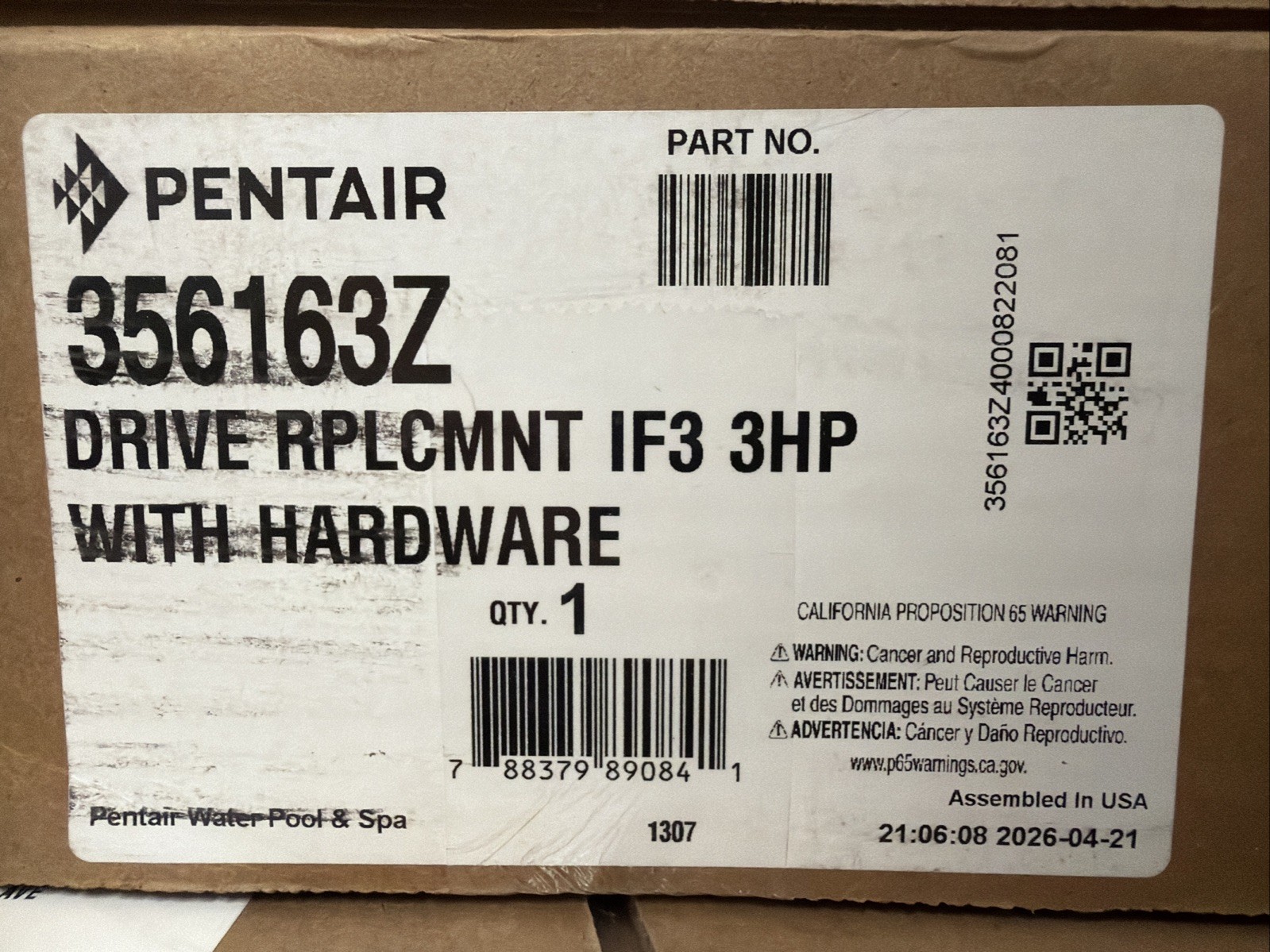 356163Z INTELLIFLO3 VSF 3HP DRIVE KIT W/ HARDWARE
