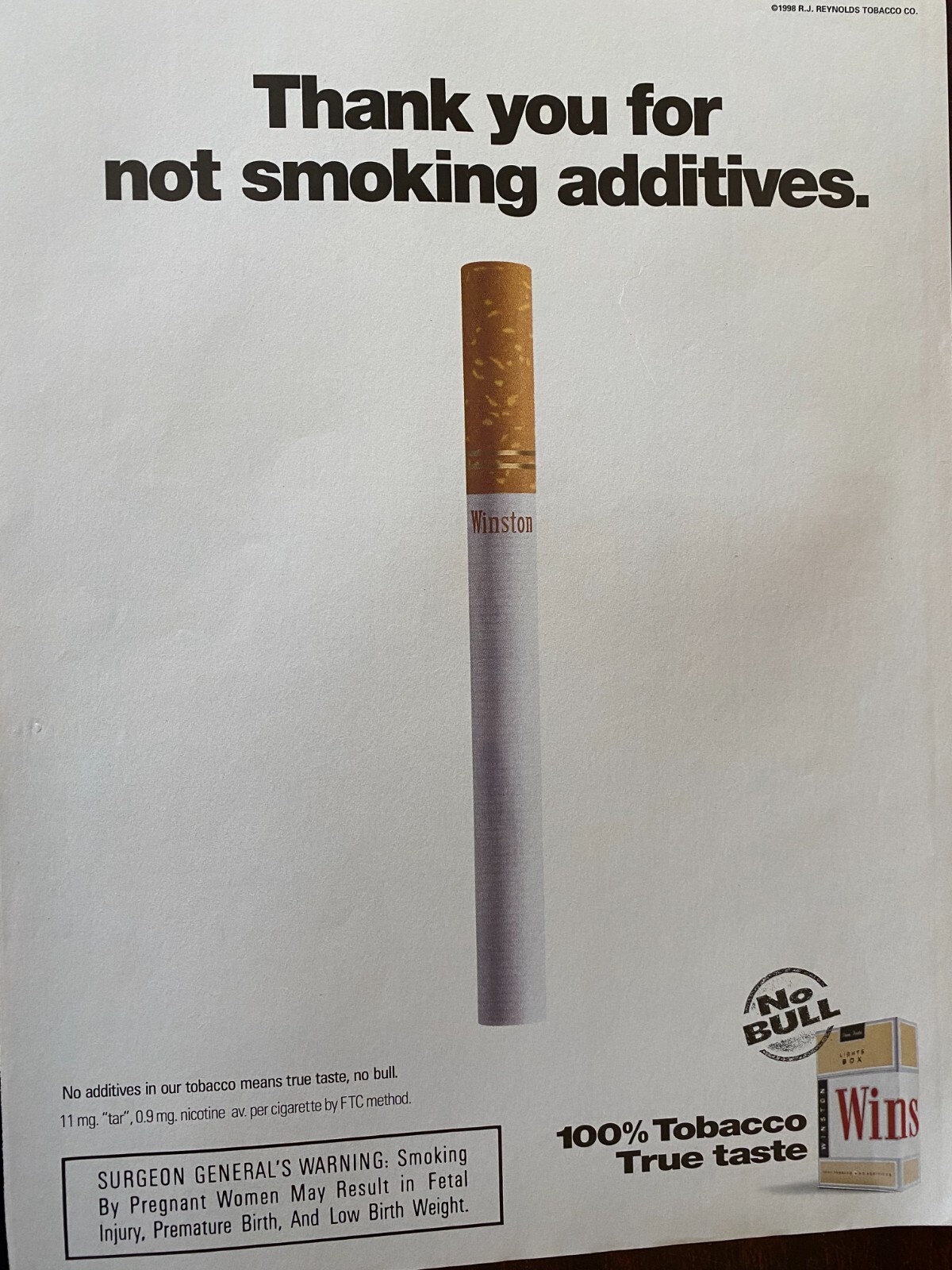 Winston Cigarettes, Full Page Vintage Print Ad