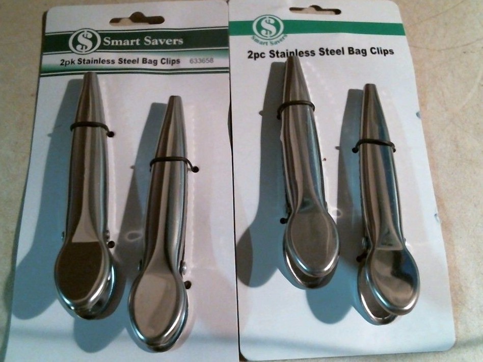Smart Savers 633658  2pc. Stainless Steel Bag Clips, 2 per Order, FREE SHIPPING