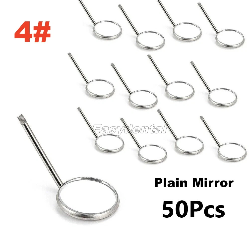 50 Pcs Dental Orthodontic Stainless Steel Mouth Mirrors Plain Mirror Size 4#