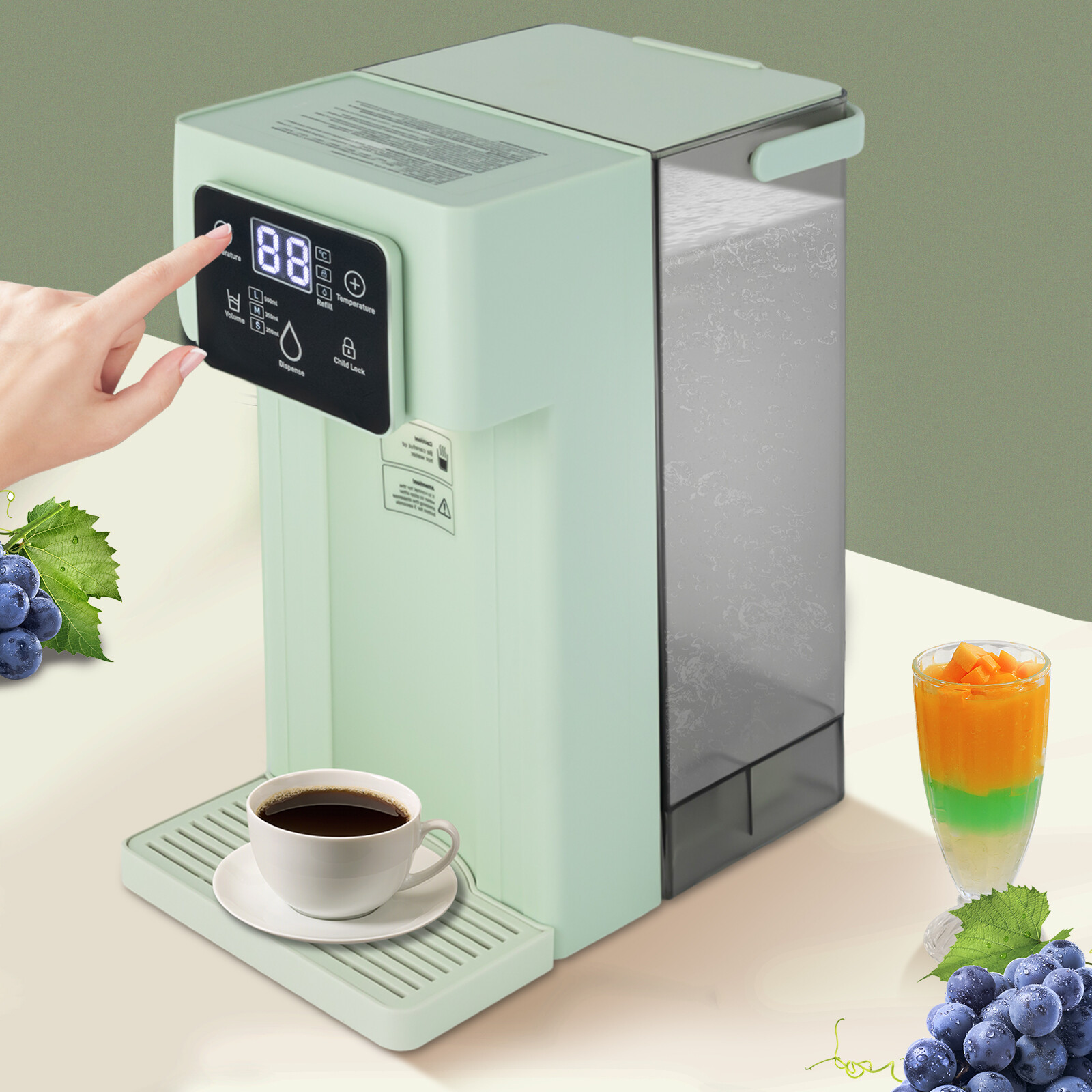 3L Water Dispenser Instant Hot Water Dispenser W/ Auto-lock+smart Touchscreen