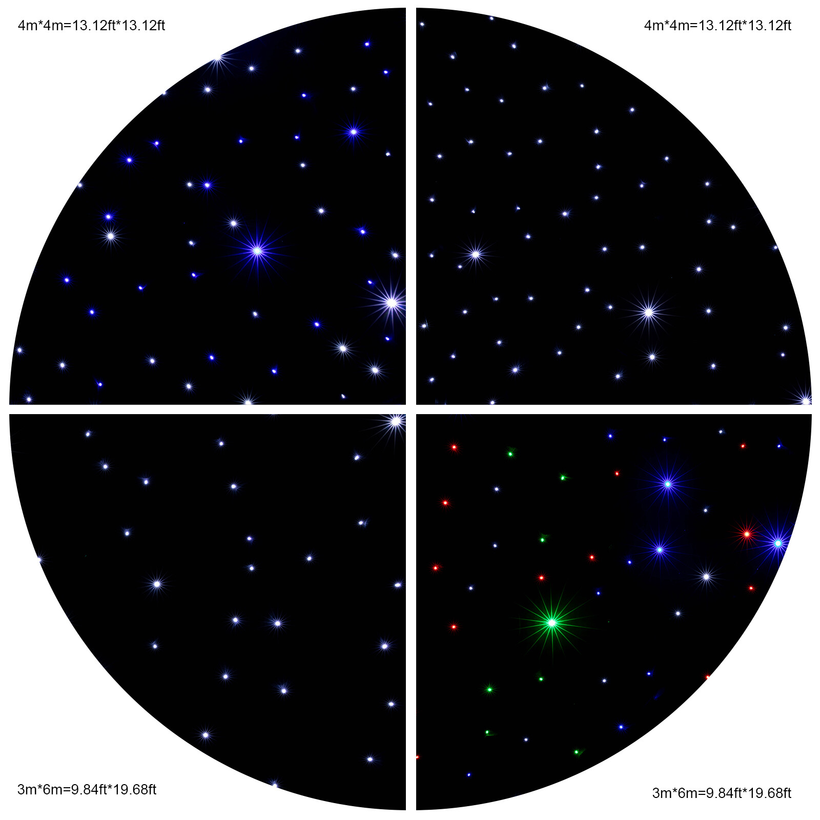 13x13ft LED Stage Backdrop Blue & White Light Starry Sky Backdrop Star Curtain