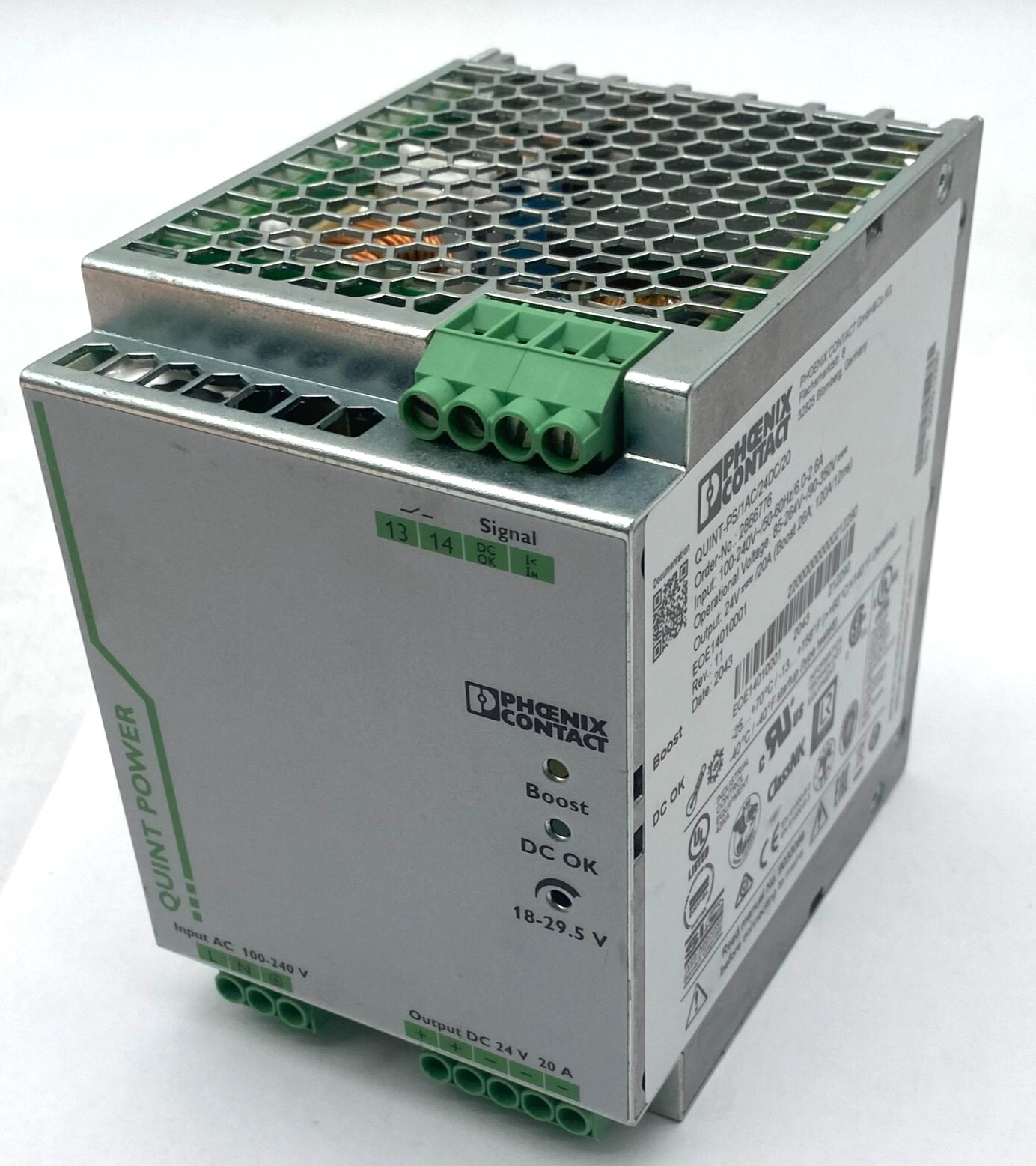 PHONENIX CONTACT QUINT-PS/1AC/24DC/20 2866776 POWER-SWITCH SUPPLY UNIT REV.11