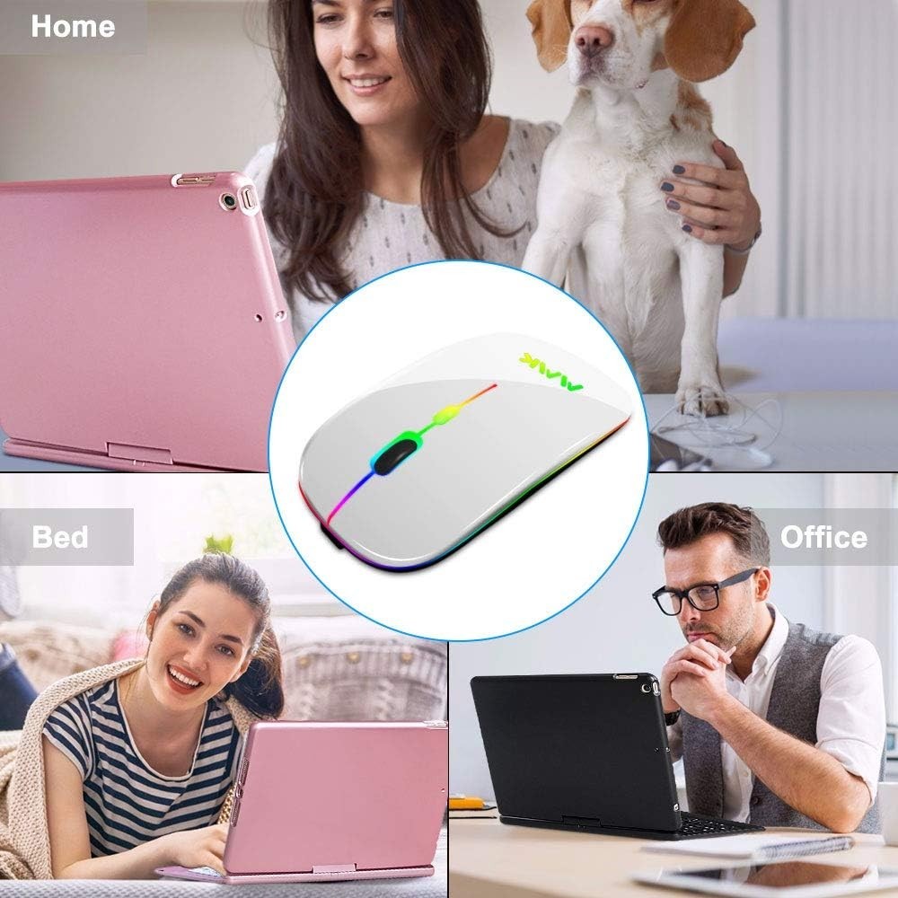 Wireless Bluetooth Mouse for Laptop, Rechargeable Mouse 2.4G USB Optical Wire...