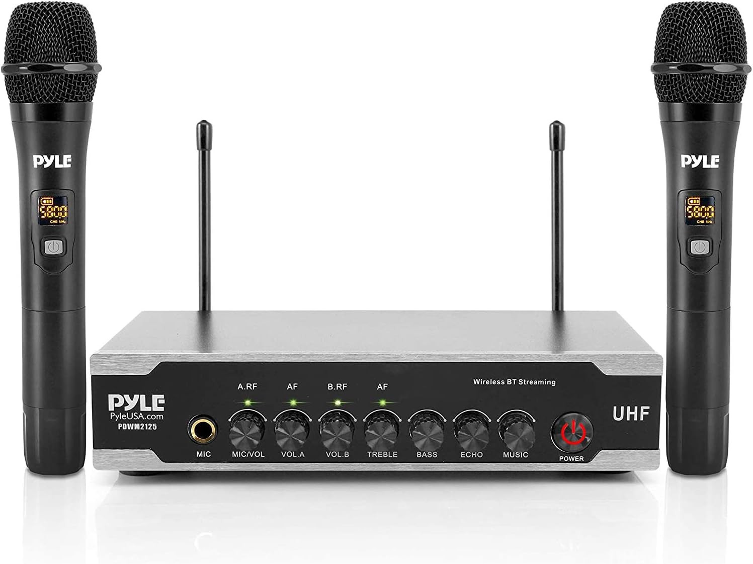 Dual Bluetooth Wireless Microphone System for Karaoke & DJ - Portable UHF Set