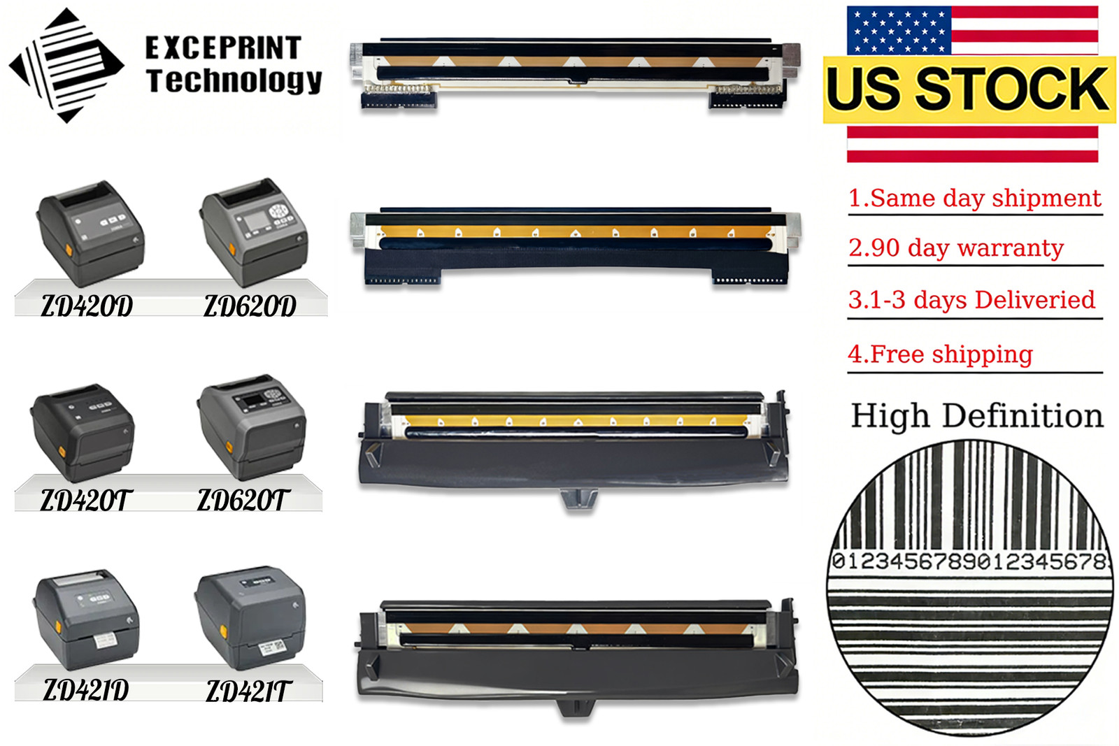 ✅ Printhead for Zebra ZD420 ZD620 ZD420C ZD421 ZD621 203dpi-300dpi Printers USA✅