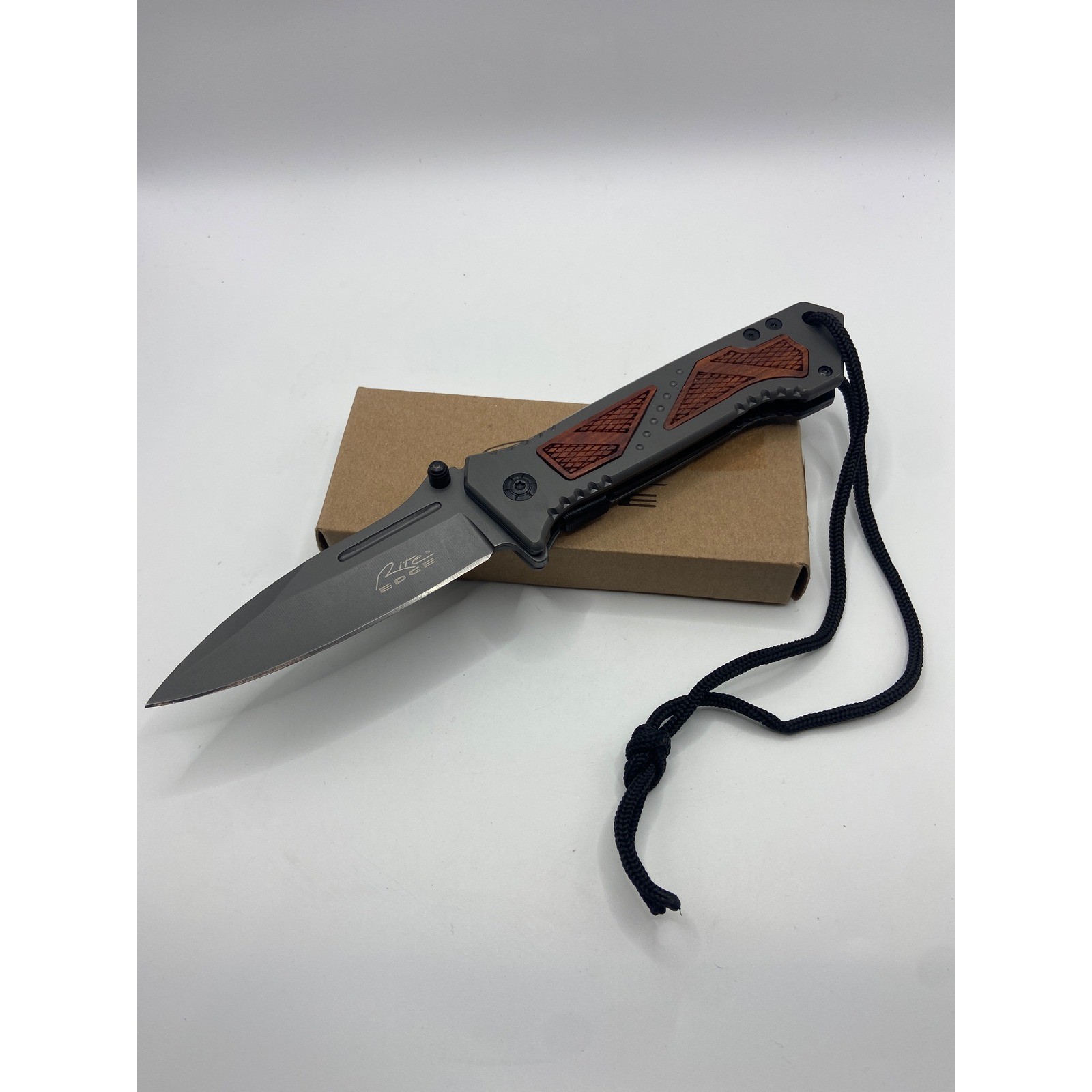 Rite Edge Folding Pocket Knife 300358 Gray Red Handle Tactical Camping