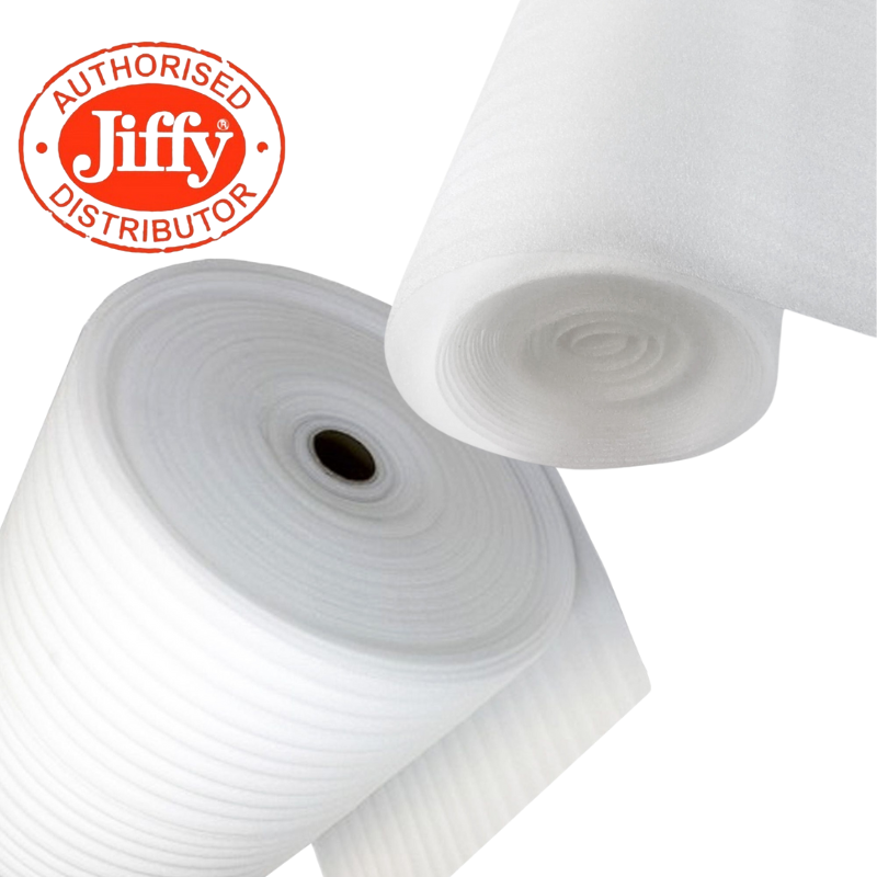 JIFFY FOAM ROLLS 500/750/1500MM 1/1.5/2.5/4MM THICK FOR PACKING WRAPPING POSTING