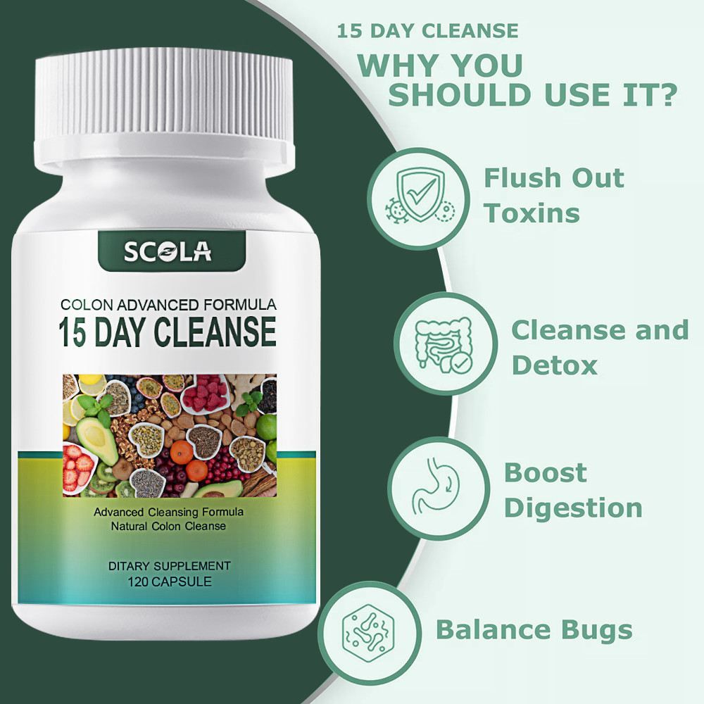15 Day Cleanse - Gut Colon Support Caffeine-Free Advanced Formula - Non-GMO 120