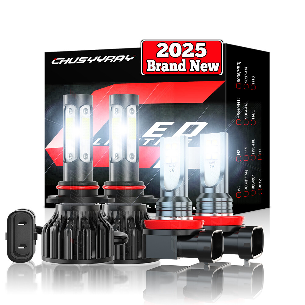 For GMC Acadia 2013-2019 4x LED Headlight Hi/Lo + Fog Light Bulb Combo Kit White
