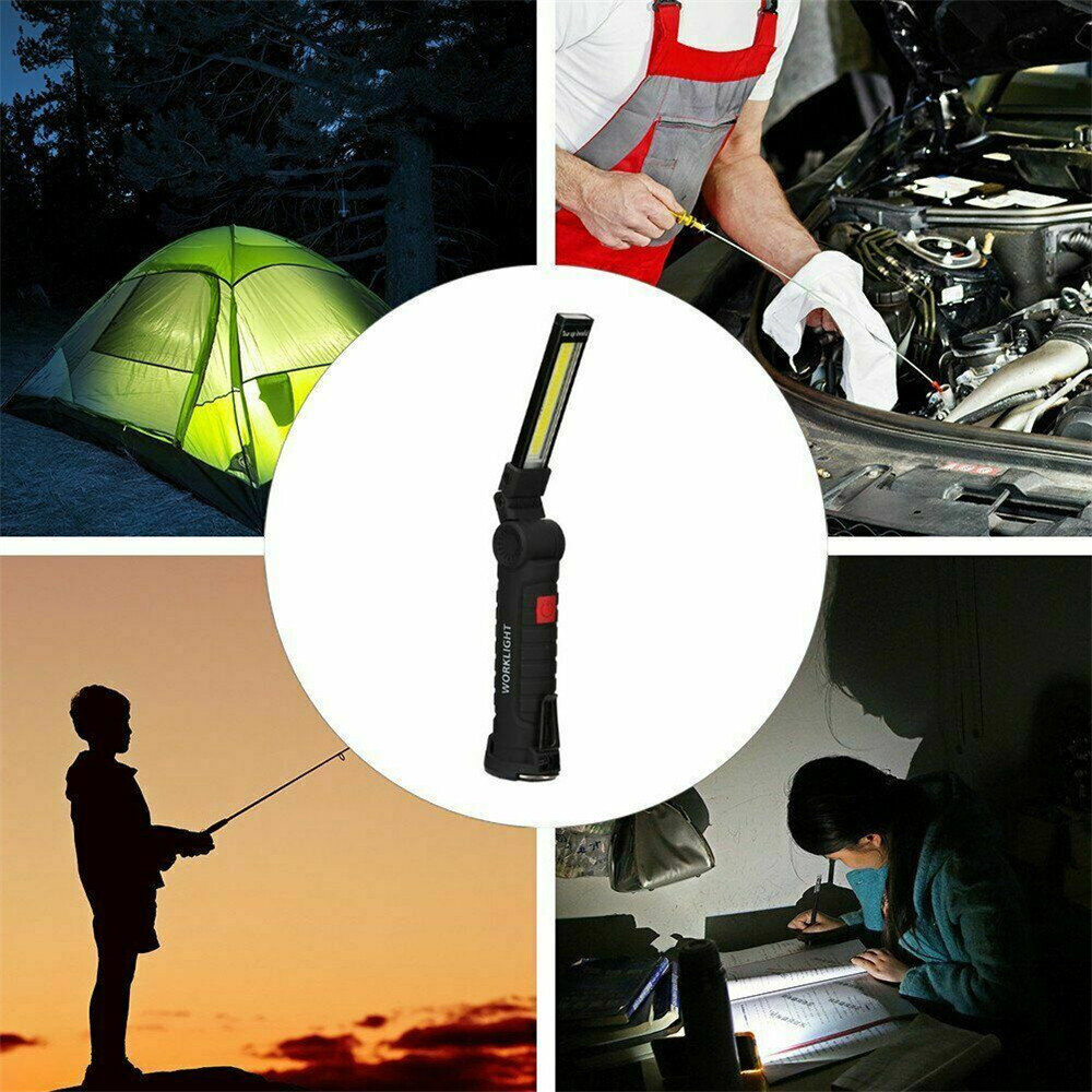 2Pcs Magnetic COB LED Work Lights 5 Modes Flashlight Inspection Rechargeable