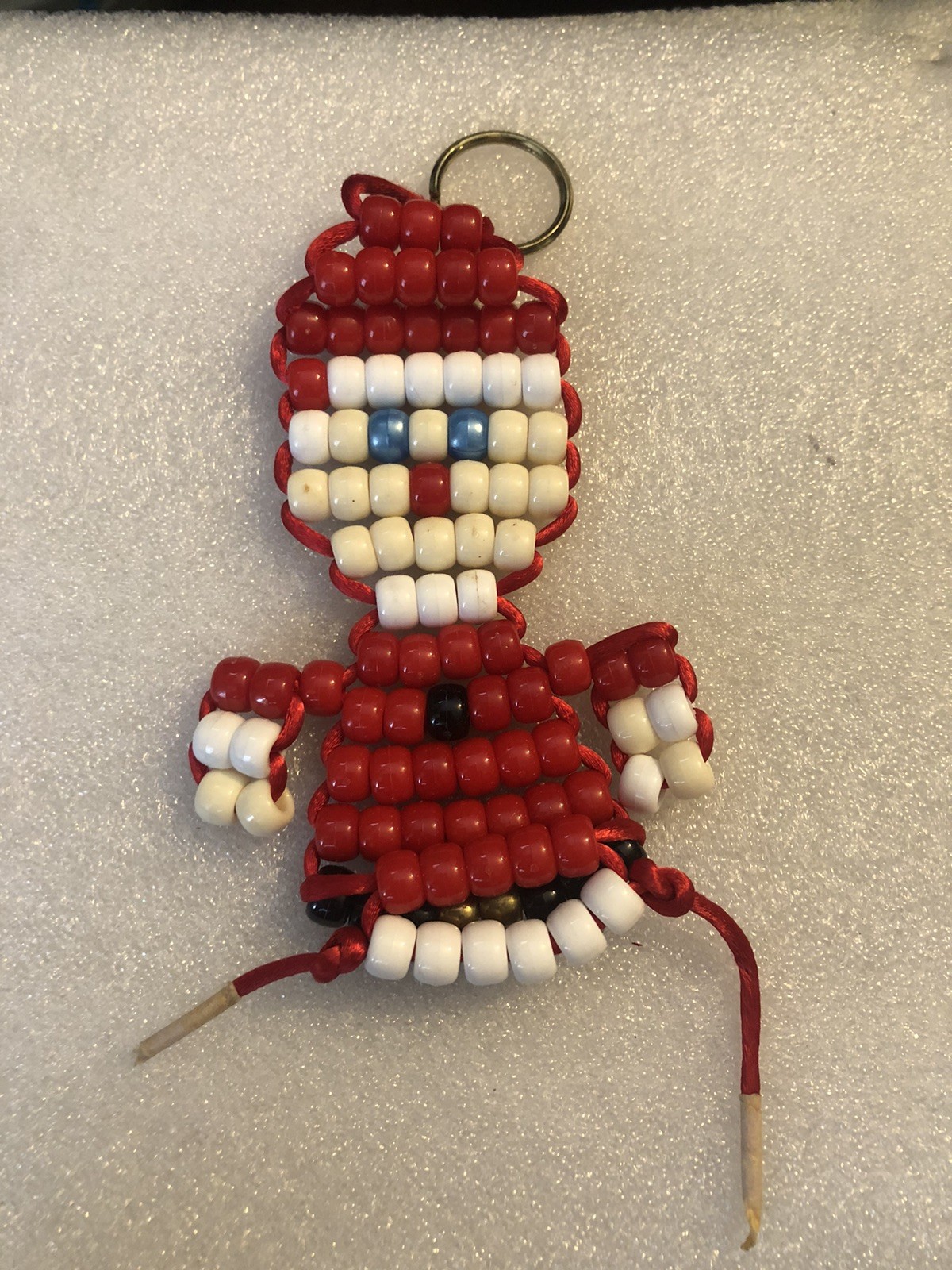 Handmade Beaded Christmas Santa Keychain Key Ring GS1D23