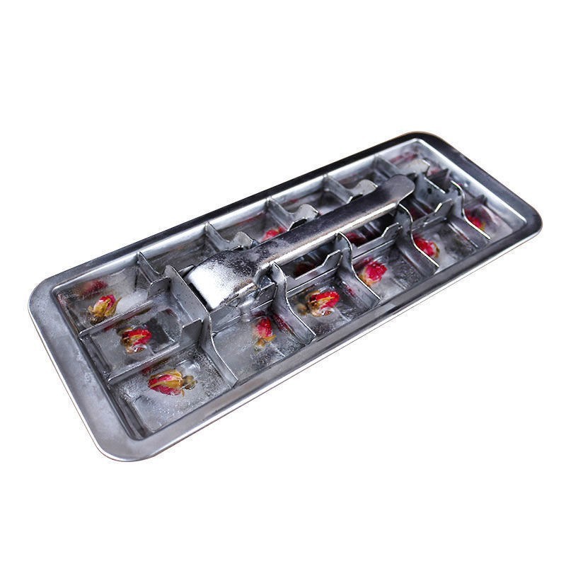 NEW Stainless Steel Ice Cube Tray 18 Compartment Easy Release Dust Proof Design