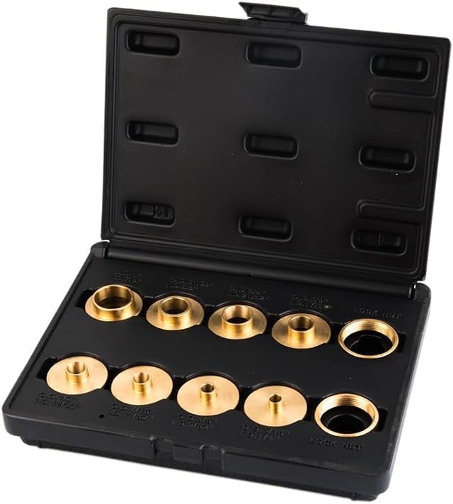 Universal 10-Piece Brass Router Bushing Set - Fits Porter Cable Style Routers
