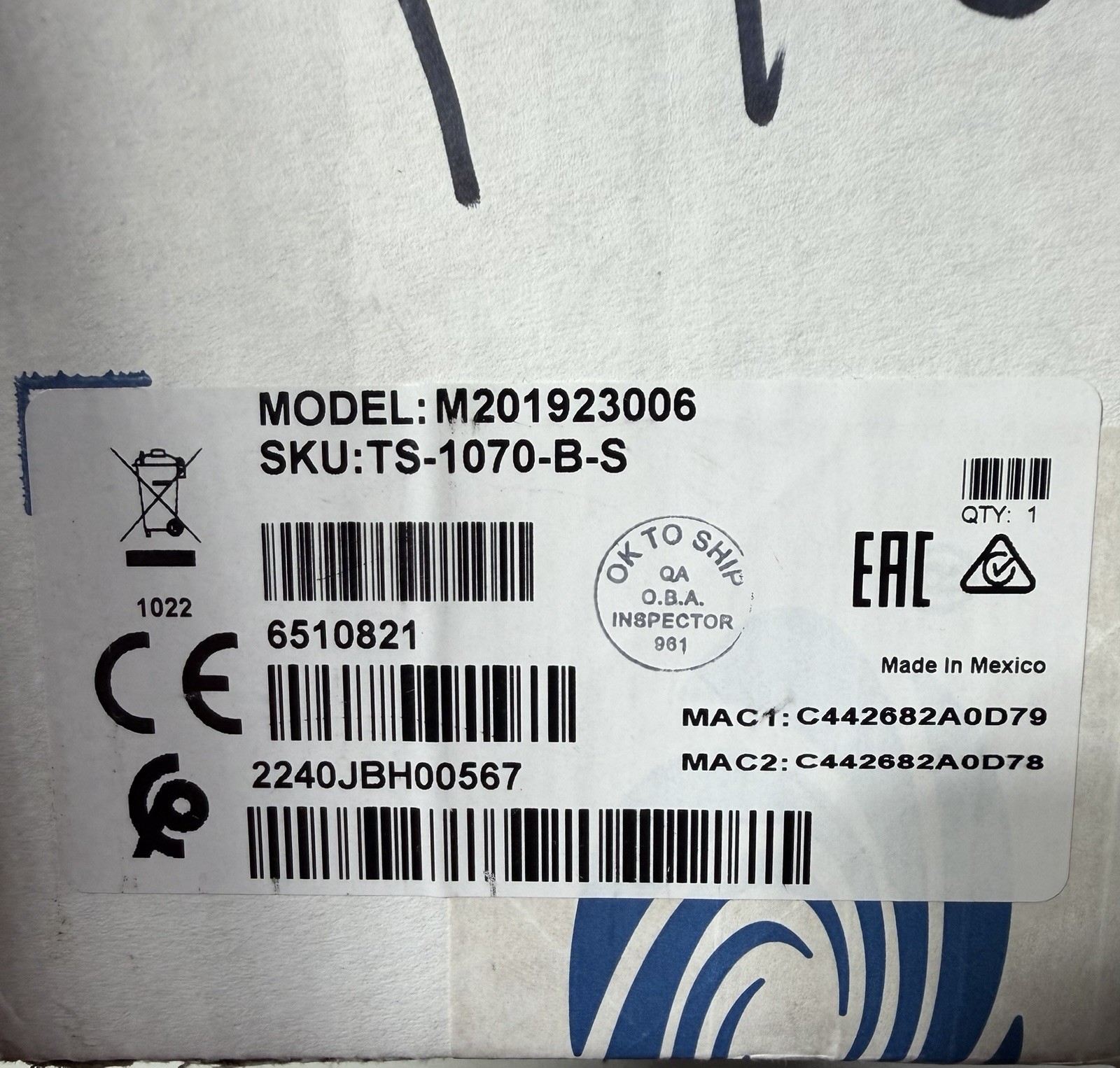 Crestron TS-1070-B-S Touchscreen Panel