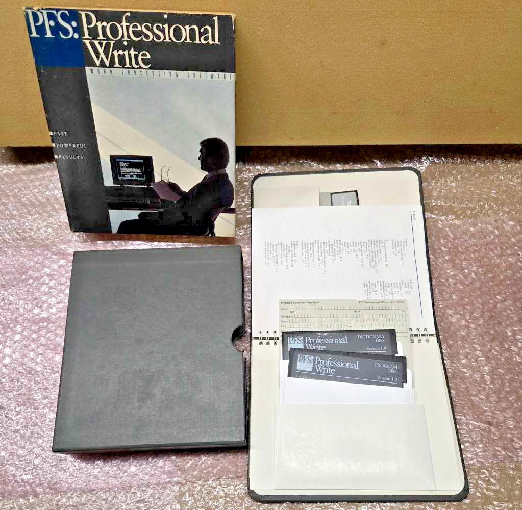 1986 SPC word processing software PFS: Professional Write 1.0 w/ original disks