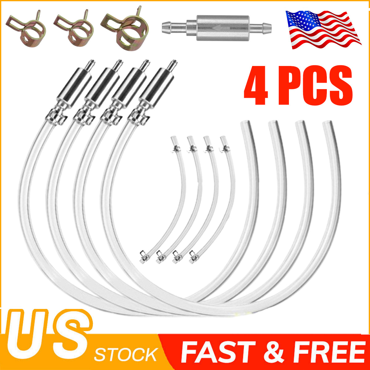 4 PCS Brake Bleeder Hose, One Way Check Valve Tube Bleeding Tool Kit Silver US