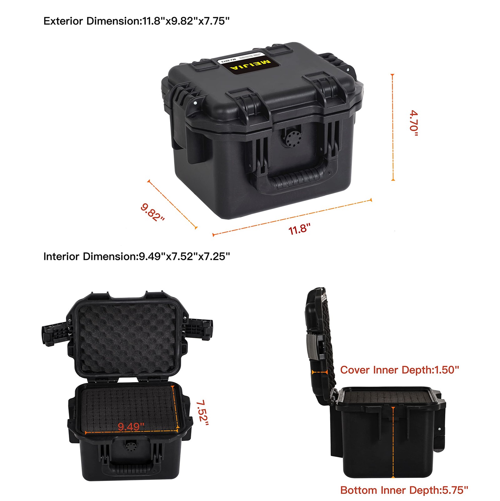 Premium Waterproof Hard Compact Camera Case with customizable fit foam,Full P...