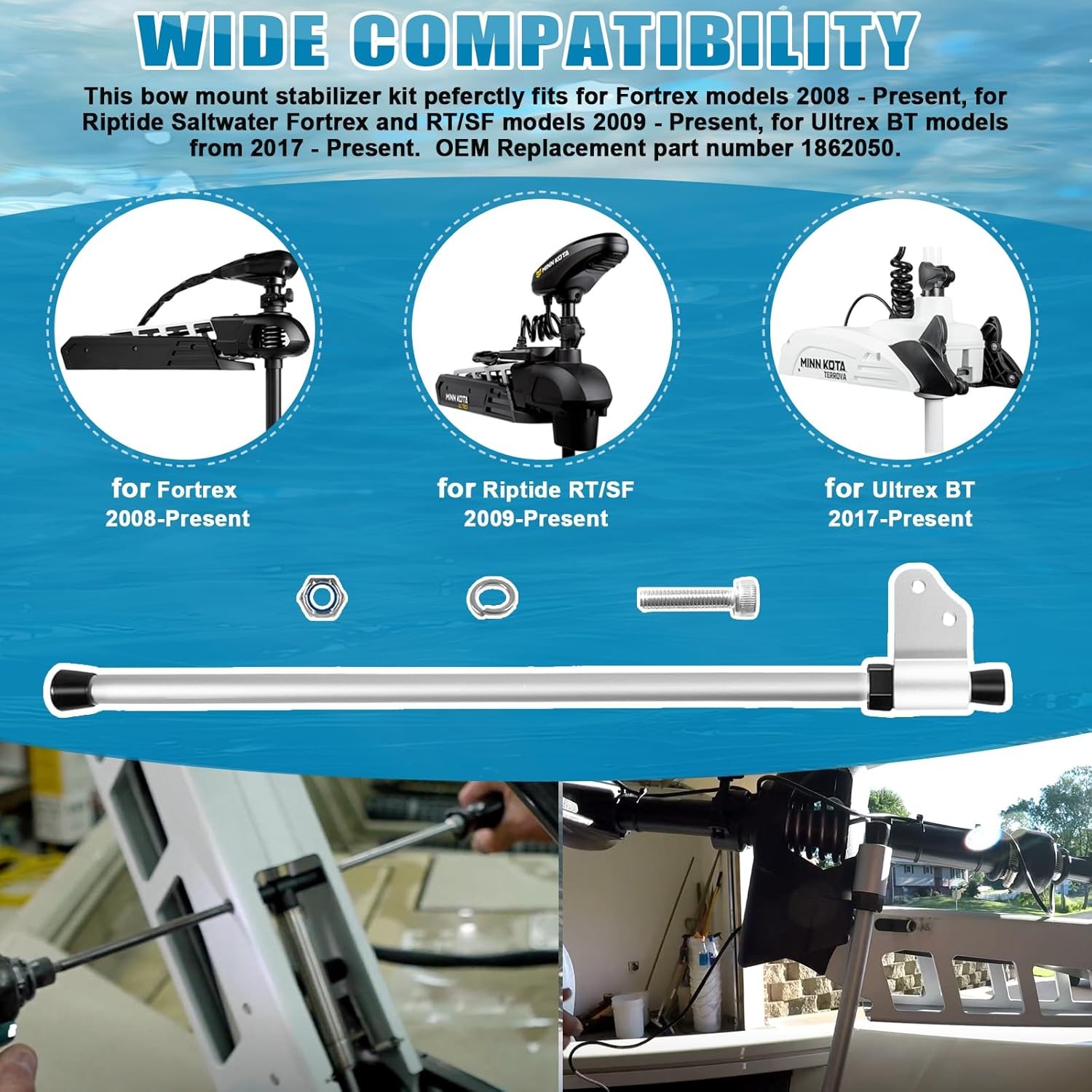 1862050 Stabilizer Kit for Ultrex, Fortrex & Riptide SF Bow Mount Trolling Moto