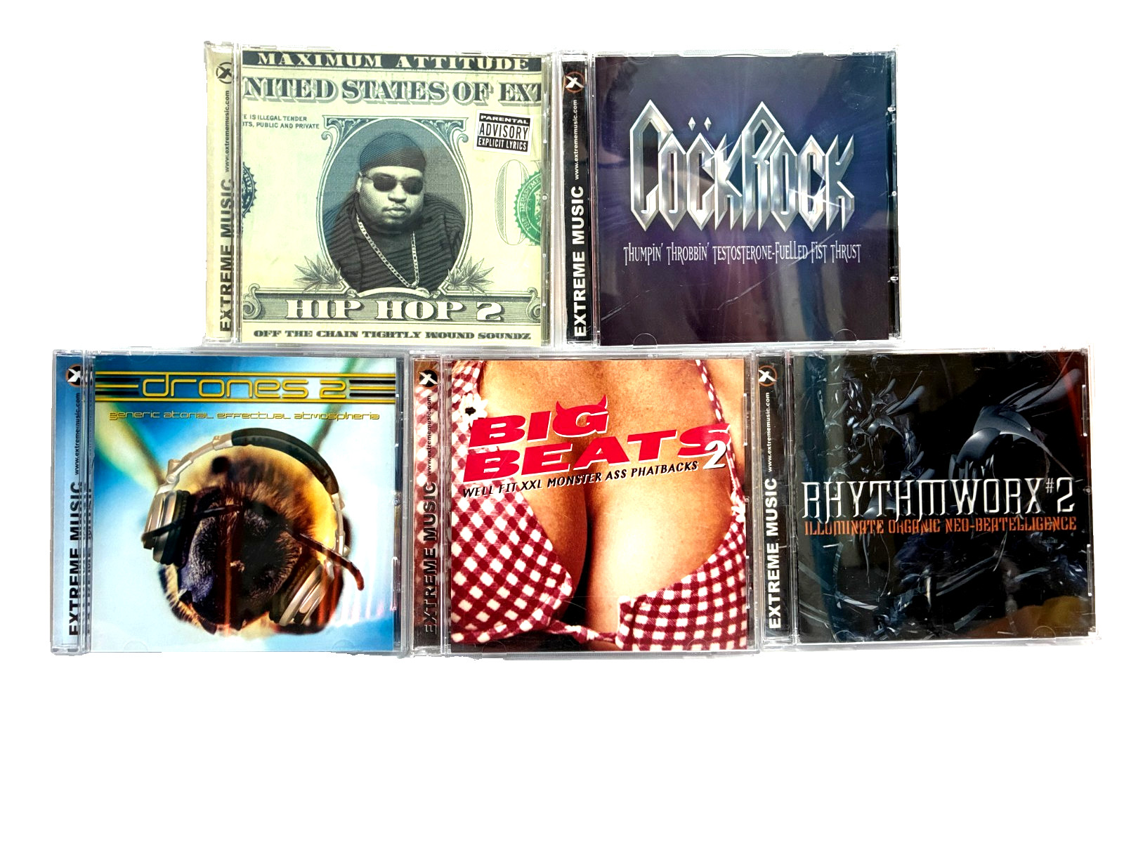 Lot of 5 Extreme Music Library Cock Rock Big Beats Hip Hop 2 Drones 2 Rhythmworx