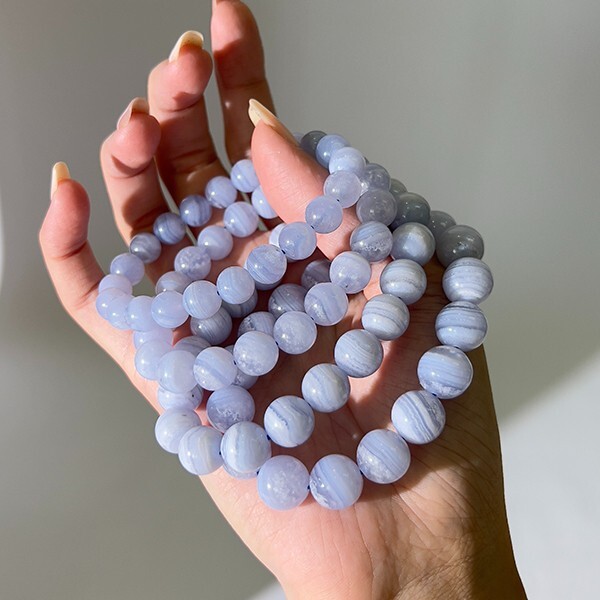 Wholesale 6Pcs Natural Blue Lace Agate 8mm Beads Crystal Healing Reiki Bracelet