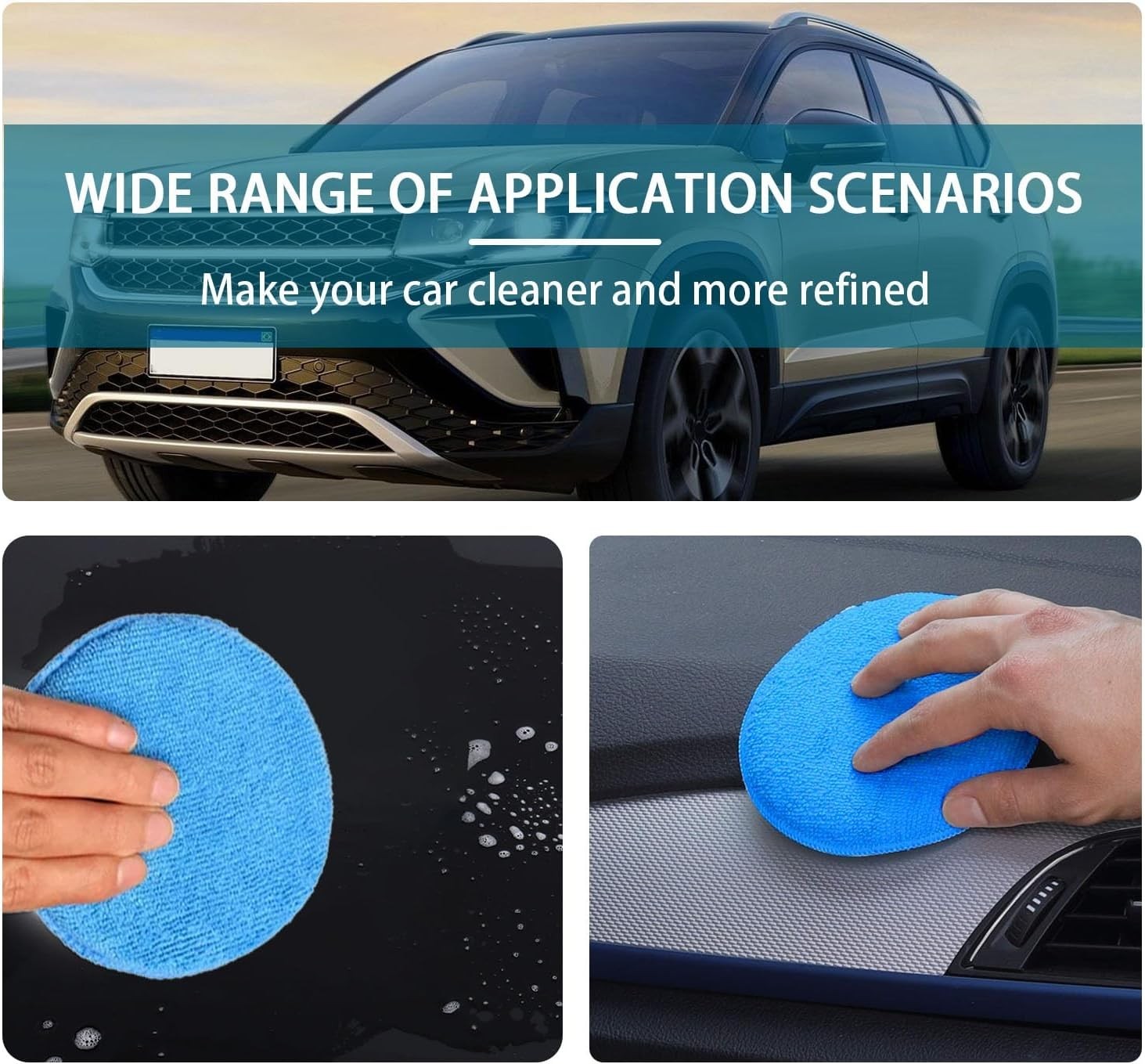 4 Pack Microfiber Applicator Pads, Car Wax Foam Buffing and Cleaning Pads, Ti...