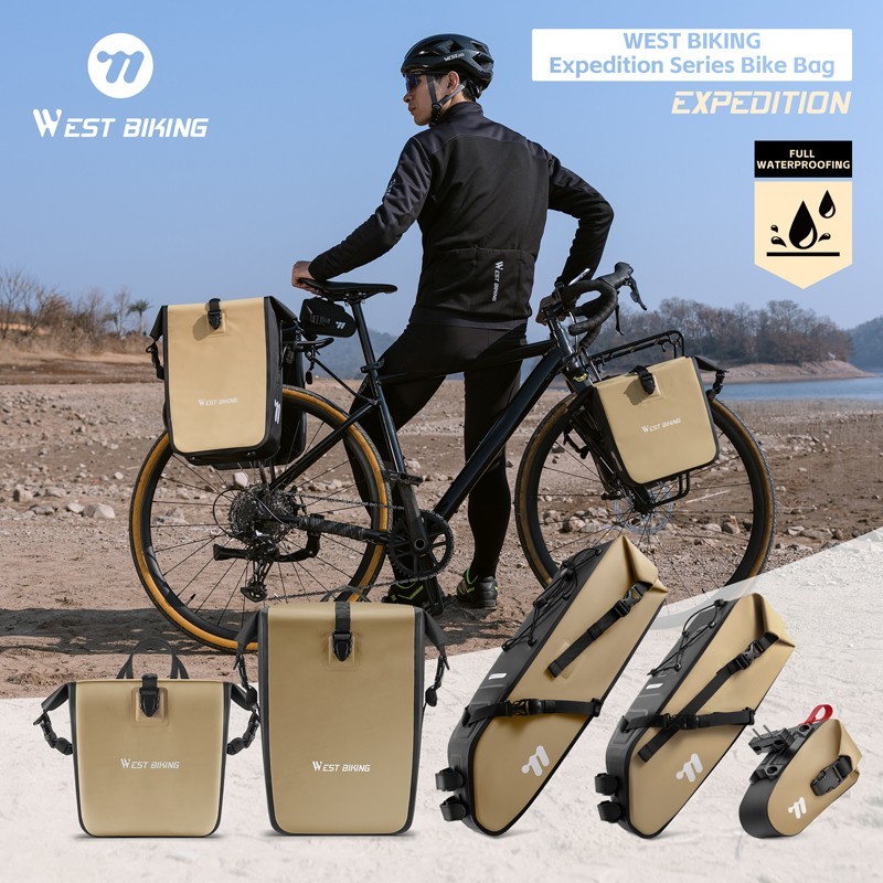 WEST BIKING Full Waterproof Bike Pannier Bag Bicycle Front Fork Bag Saddle Bag