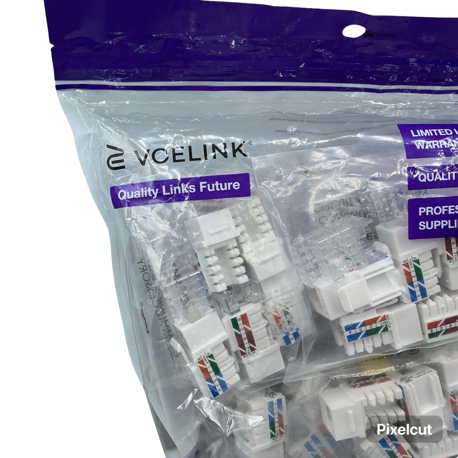 VCELINK 50 Pack Cat6 RJ45 90-Degree Keystone Jack Adapter  C265-6-50P-US