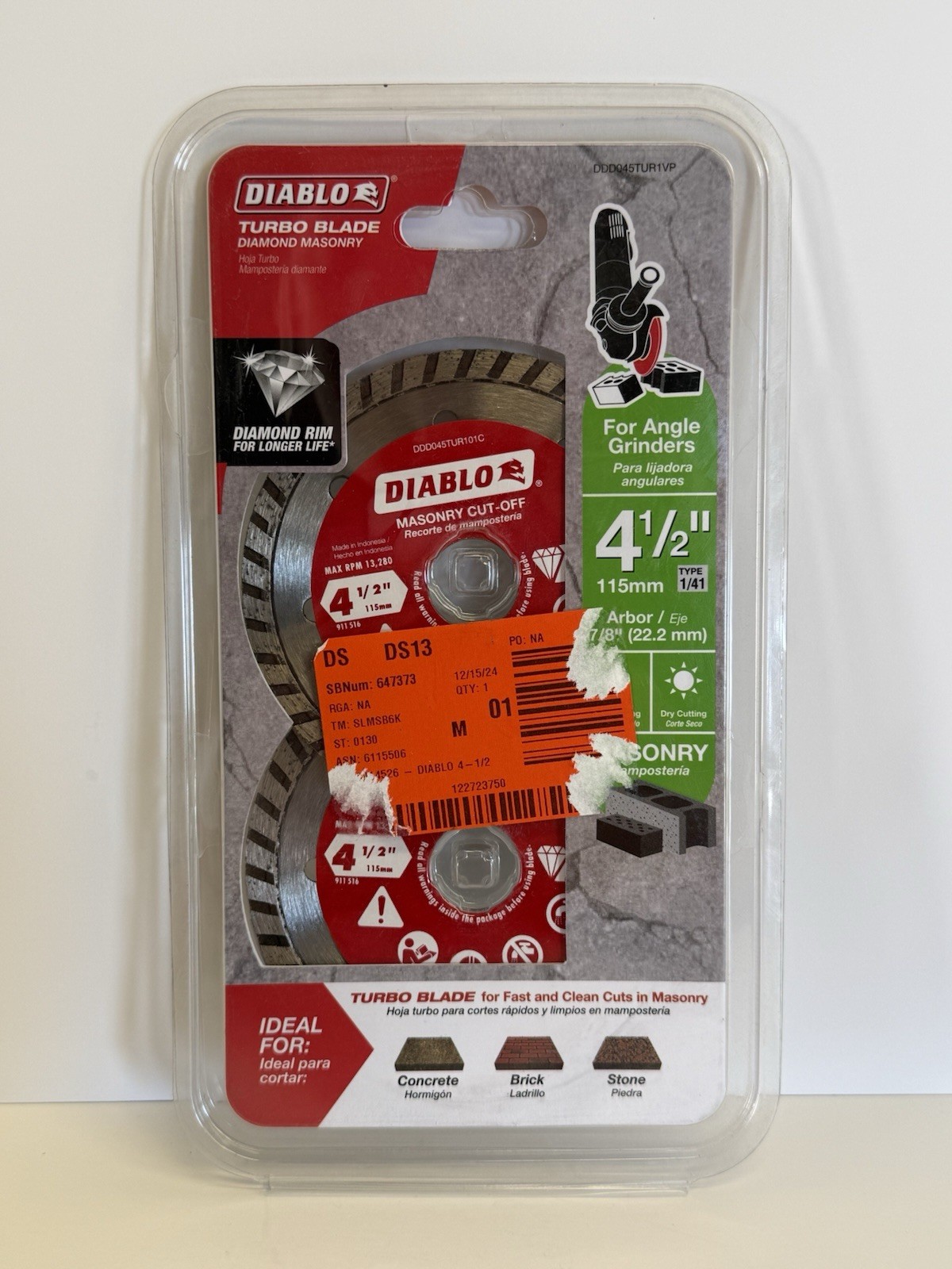 Diablo Turbo Blade Diamond Saw Blade 4-1/2 in 2-Pack Concrete Brick Stone