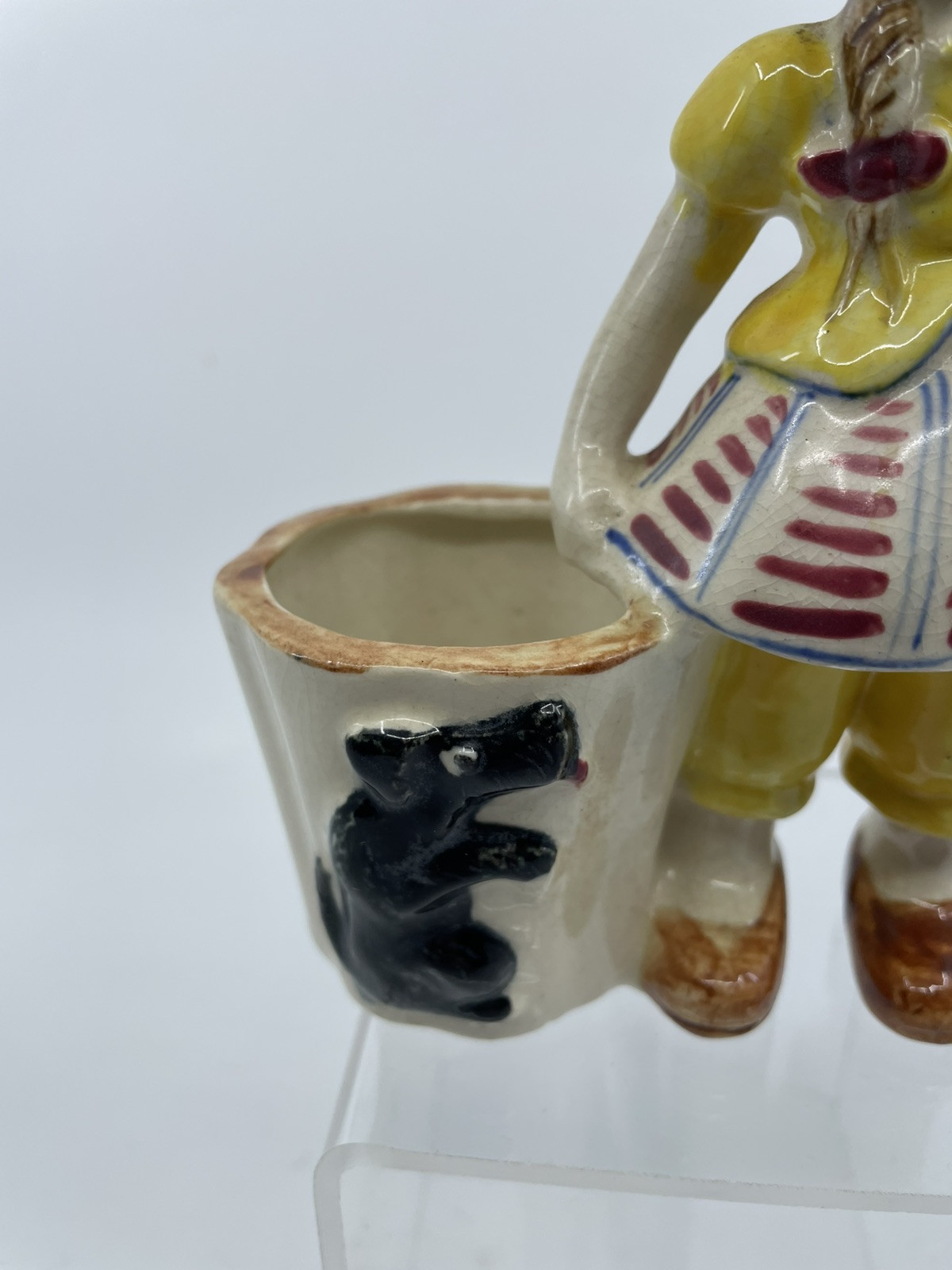 Vintage Planter Girl W/ Dog 6" Occupied Japan Rare Wh5