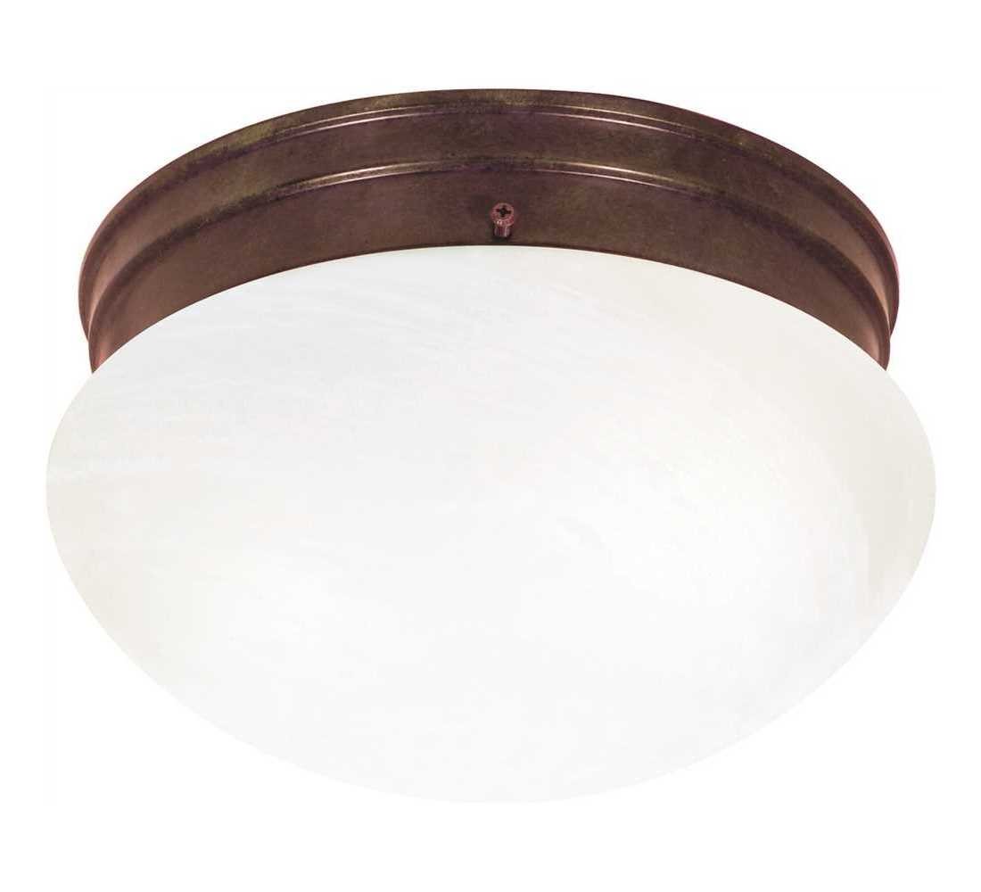 Ceiling Light Fixture 10" Flush Mount with Alabaster Glass & Bronze Finish Colo