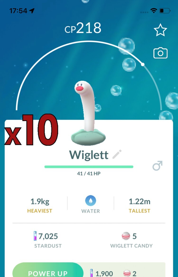 10x Wiglett Pokemon Bundle !! Good Chance of Lucky and Good IVs !! Go
