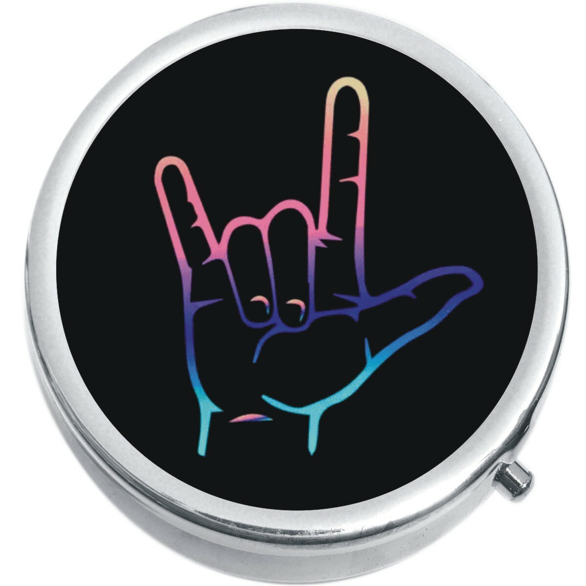 Sign Language I Love You on Black  Medicine Pill Box