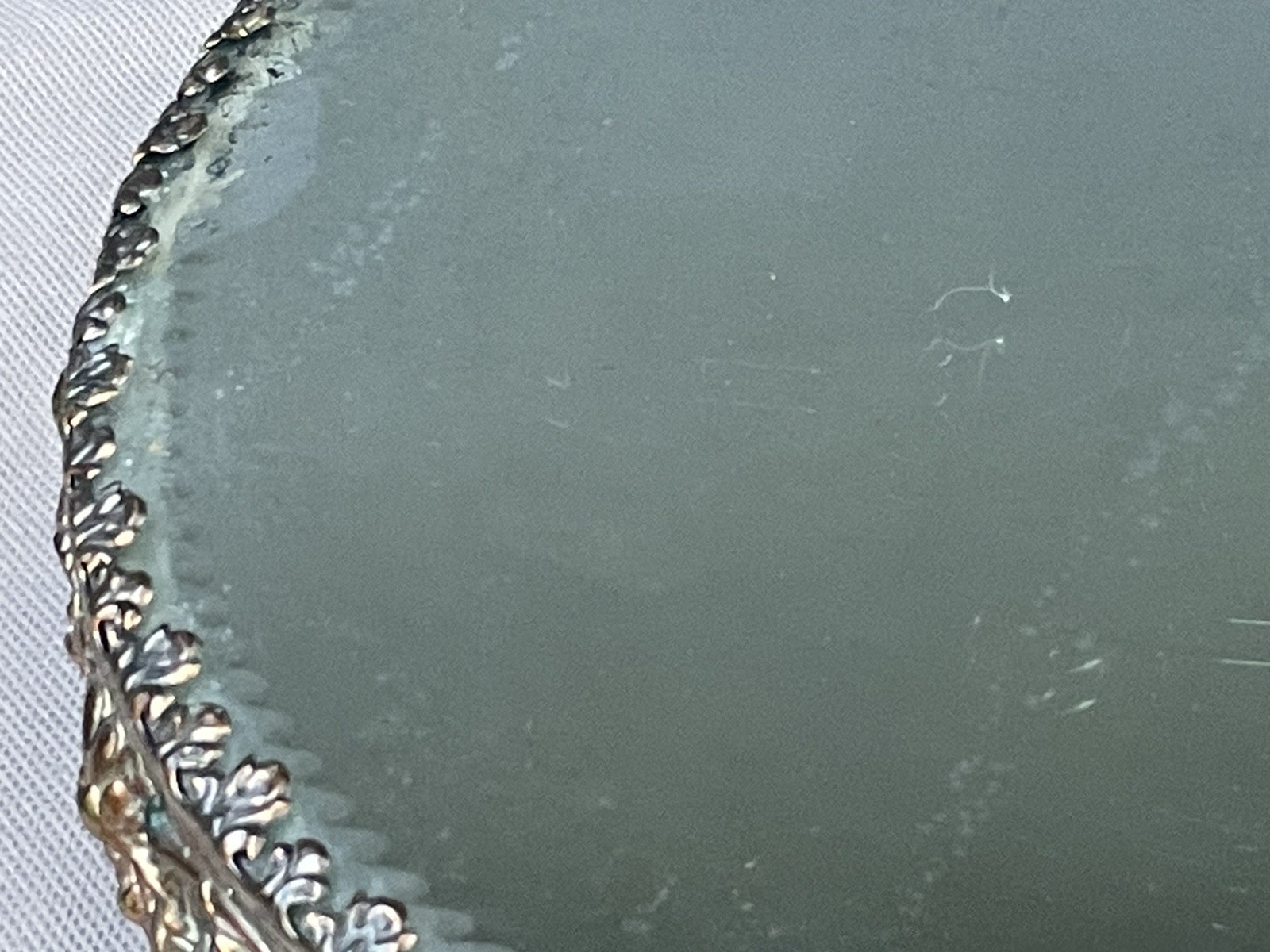 Antique Victorian Dresser Vanity Tray Mirror Brass Flowers Chunky Ornate Footed