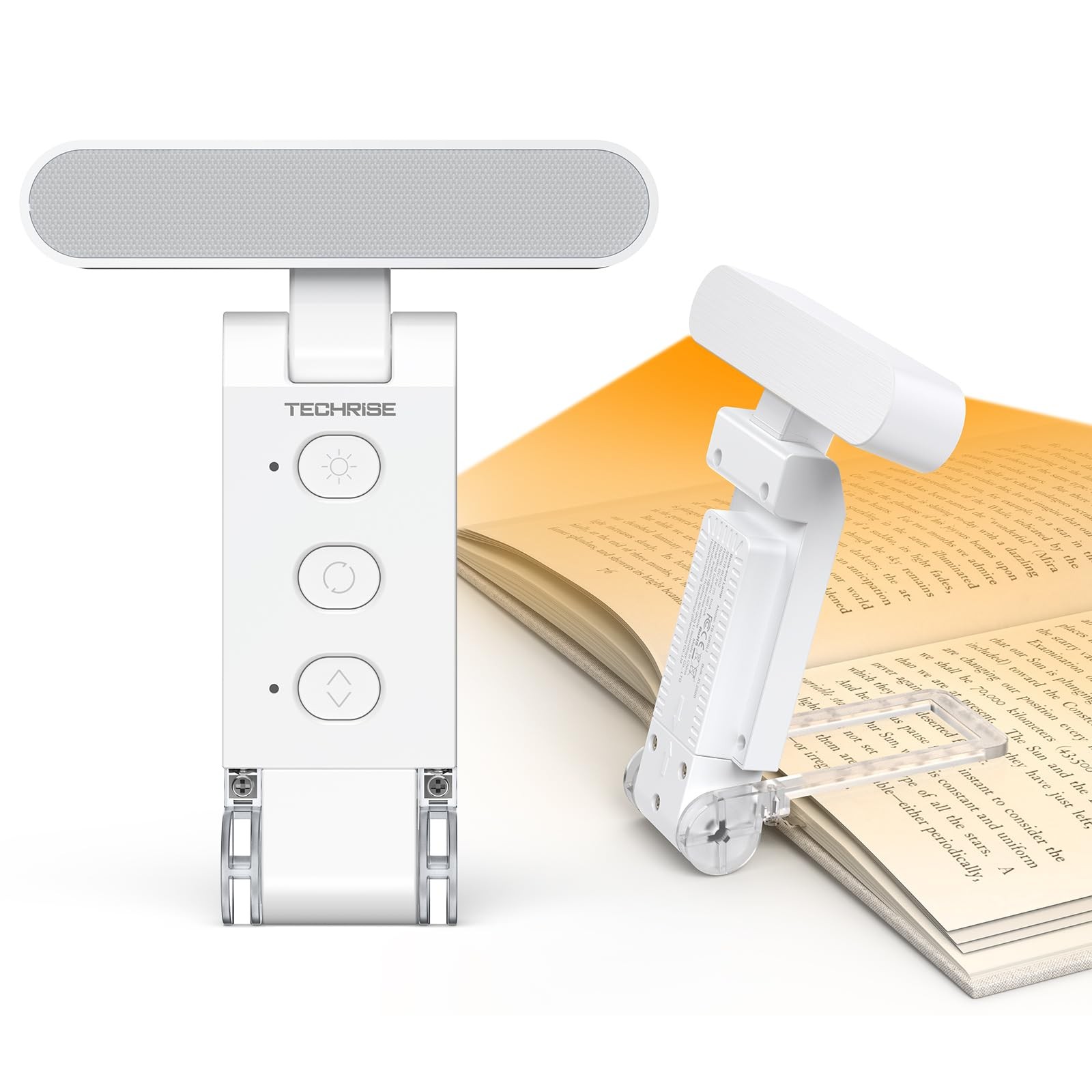 Book Light, 12 LED Clip-on Reading Light for Books in Bed, Rechargeable Readi...