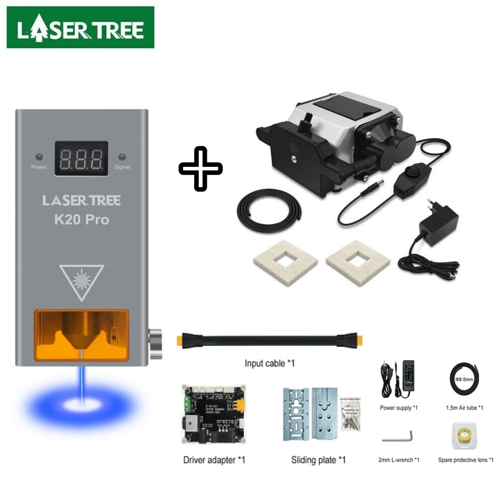 LASERTREE 20W Optical Power Laser Cutting Engraving Module with 110V Air Pump