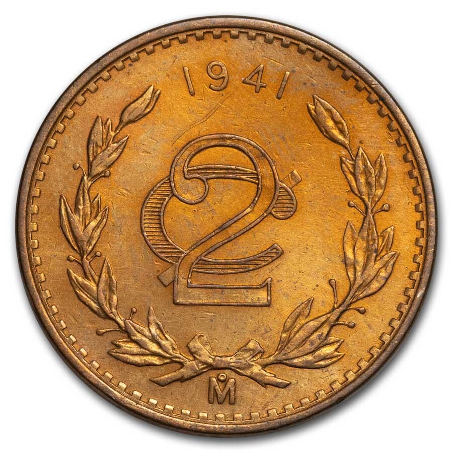 1905-1941 Mexico Bronze 2 Centavos Avg Circ