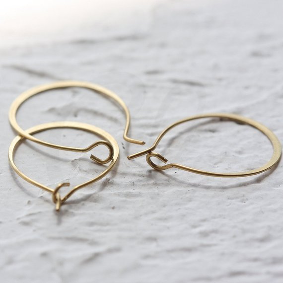 20 Pieces Raw Brass Hammered Earring Finding-Earring Hook 24x16.4mm (CW-3911C)