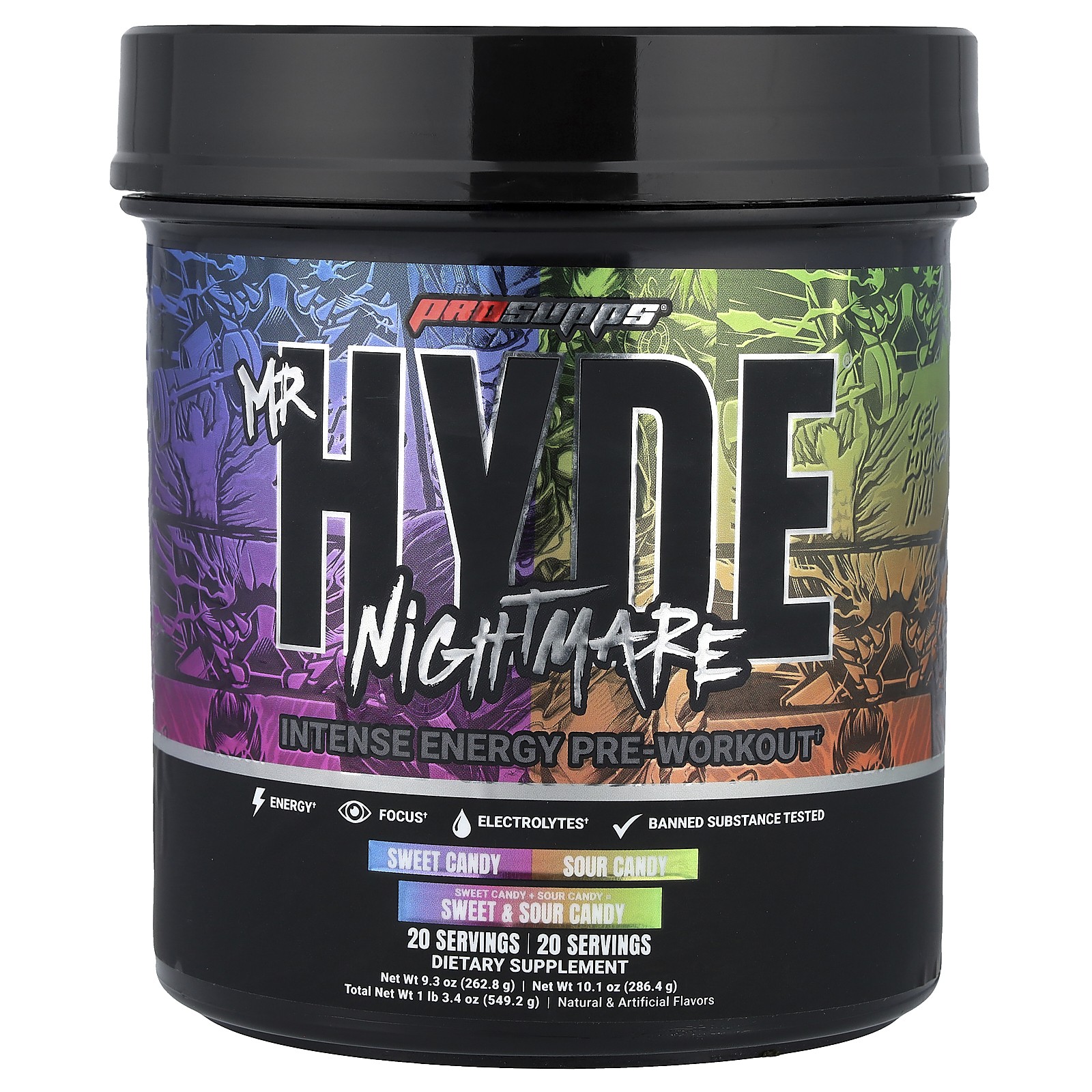 Mr. Hyde Nightmare, Intense Energy Pre-Workout, Sweet & Sour Candy, 1 lb 3.4 oz