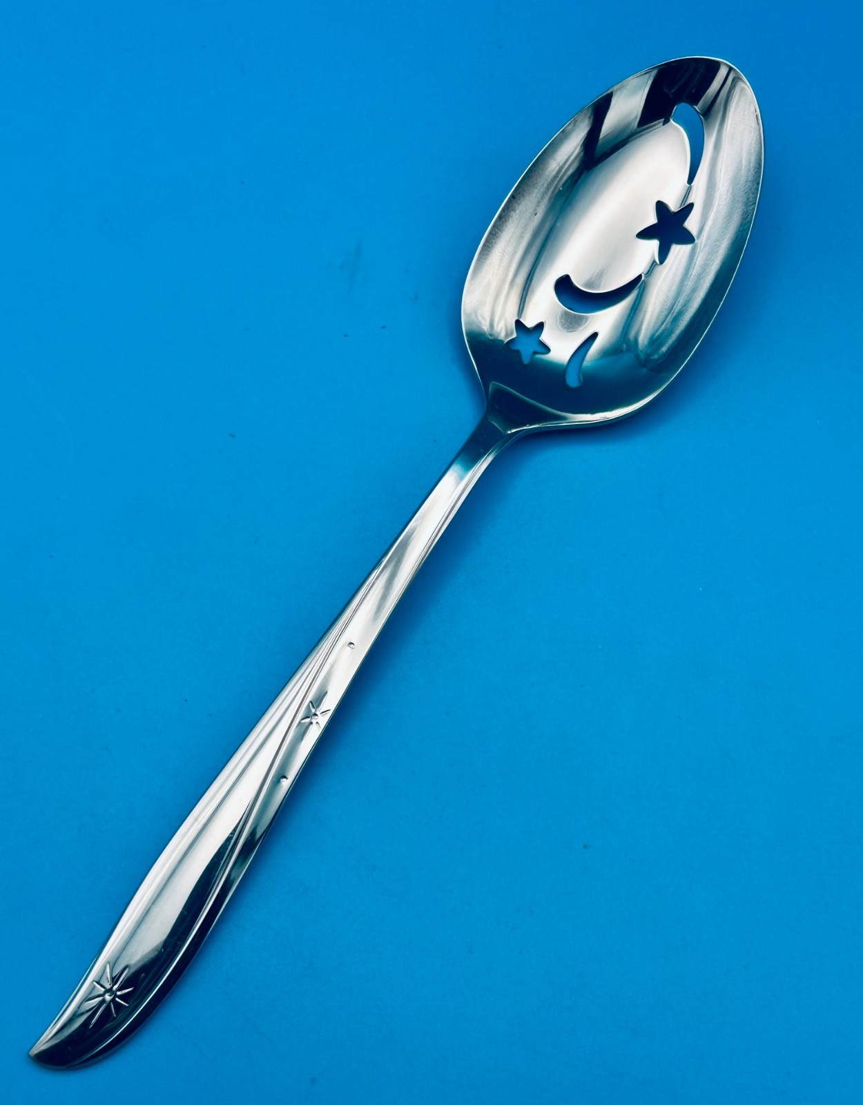 Oneida TWIN STAR Pierced Serving Spoon 8 3/8" Stainless Flatware Community