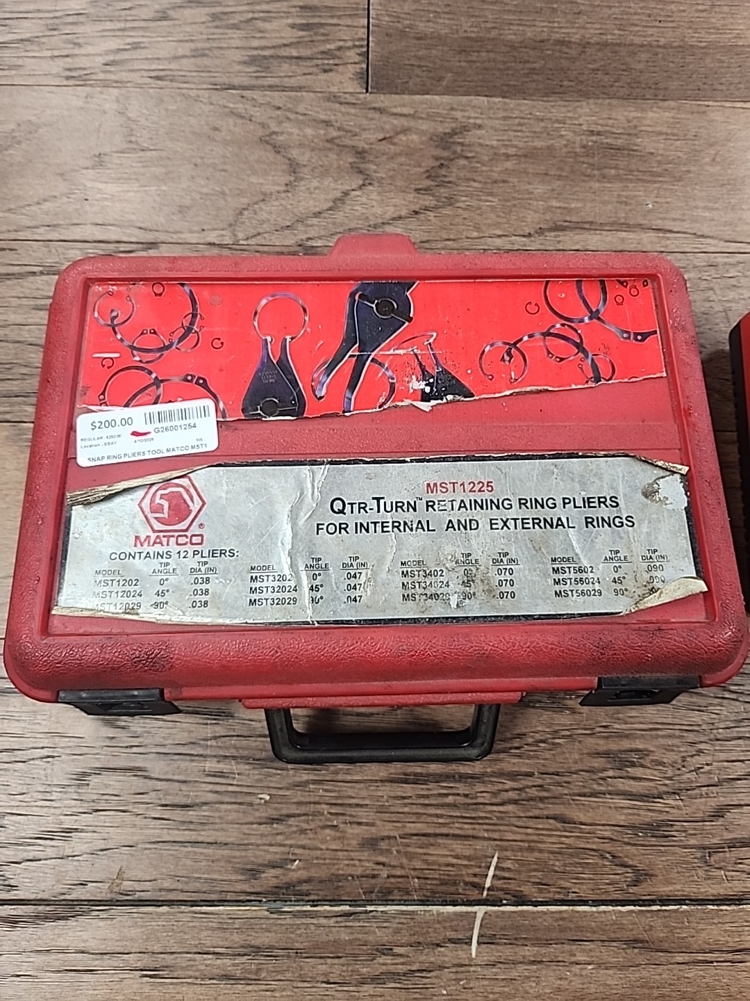 Matco MST1225 QTR Turn Retaining Ring Pliers 12 Piece Set with Case COMPLETE EUC