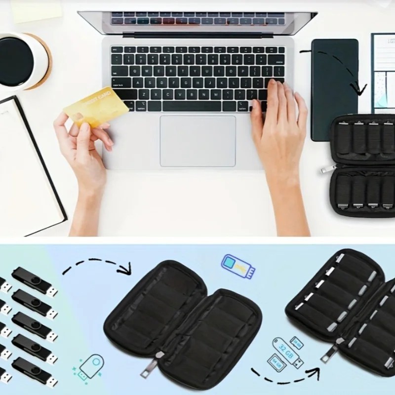 Flash Drive Case USB Storage Case 10 Slots, Portable Thumb Drive USB Holder