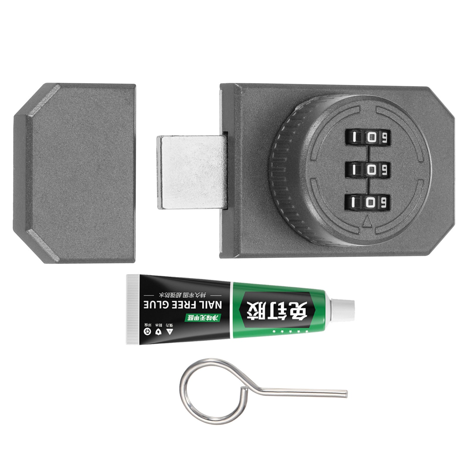 Adhesive Combination Cabinet Latch Keyless Password Lock with Glue Grey