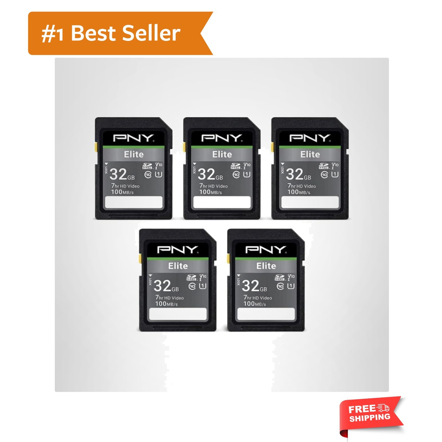 32GB Elite Class 10 U1 V10 SDHC Flash Memory Card - 100MB/s Read, Class 10, U...
